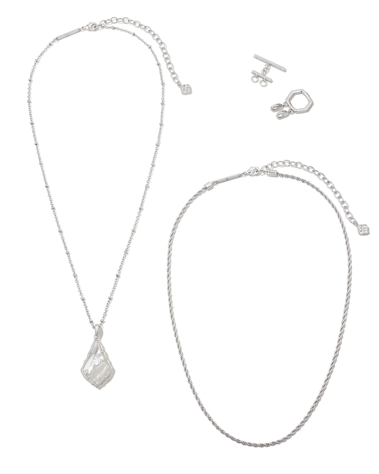 Faceted Alex Silver Convertible Necklace in Ivory Illusion