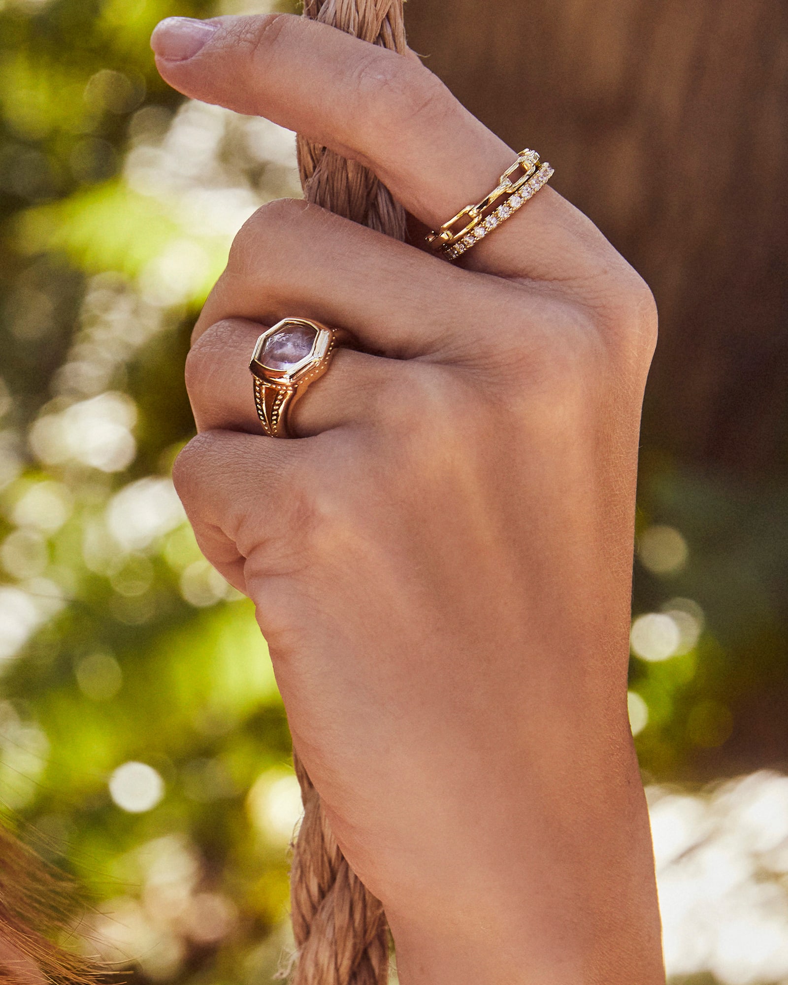 Davie Intaglio Gold Statement Ring in Light Sky Blue Glass Hummingbird Kendra Scott