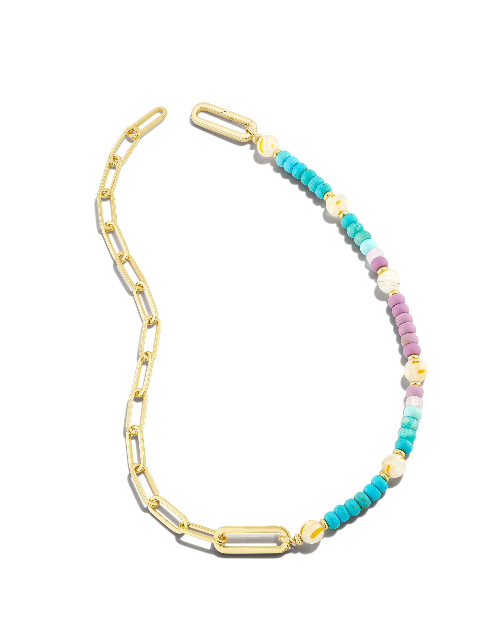 Ashton Gold Half Chain Necklace in White Pearl