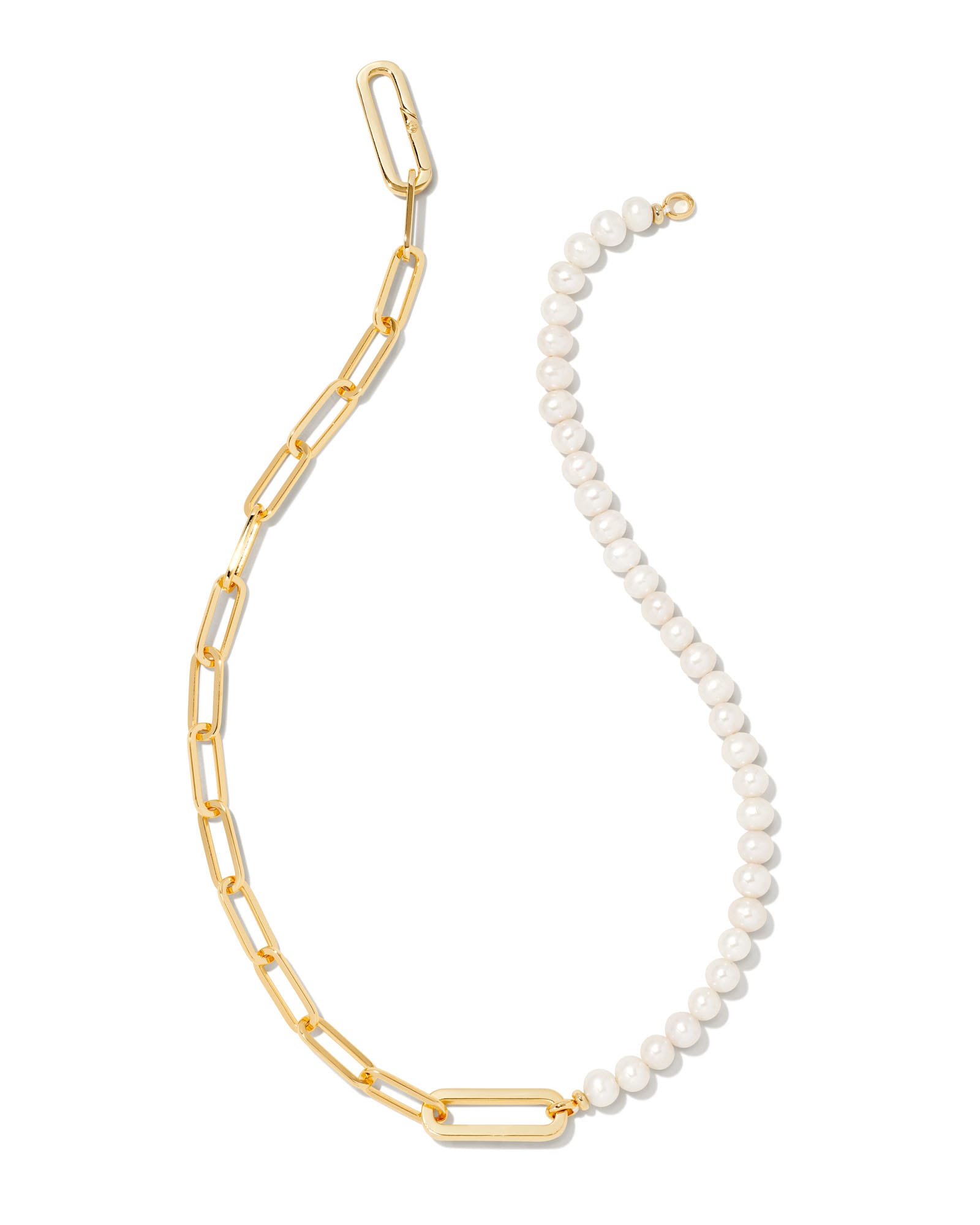 Ashton Gold Half Chain Necklace in White Pearl image number 0.0