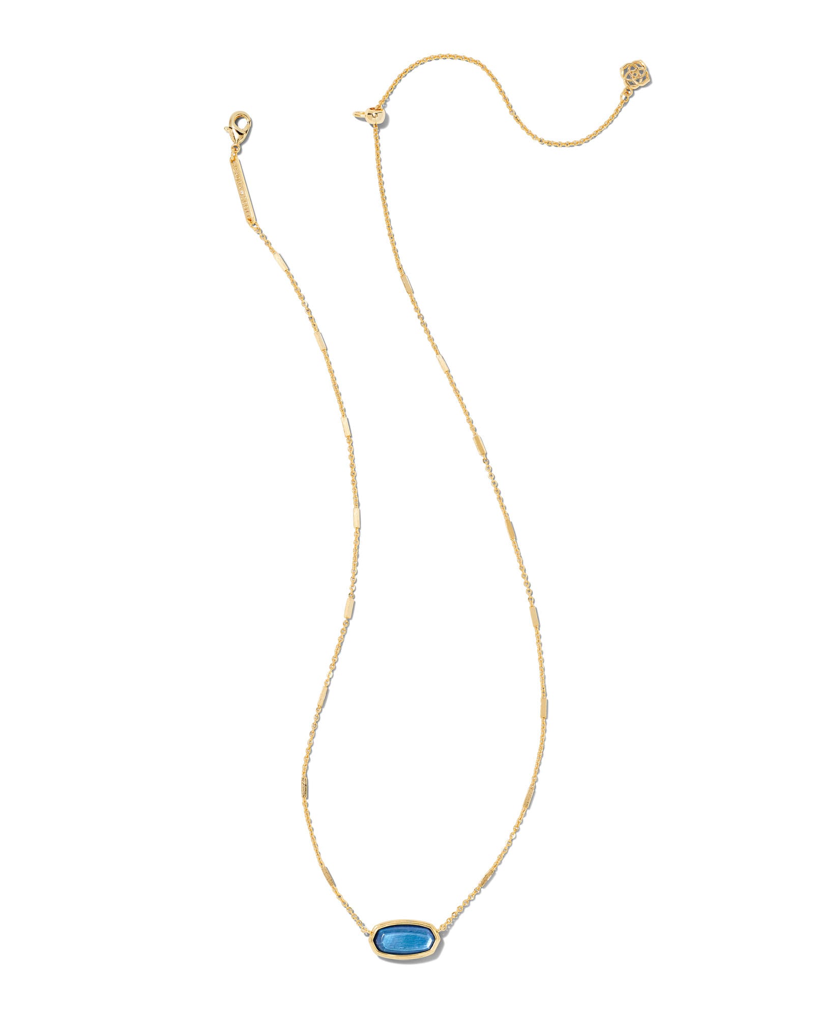Framed Elisa Gold Short Pendant Necklace in Dark Blue Mother-of-Pearl