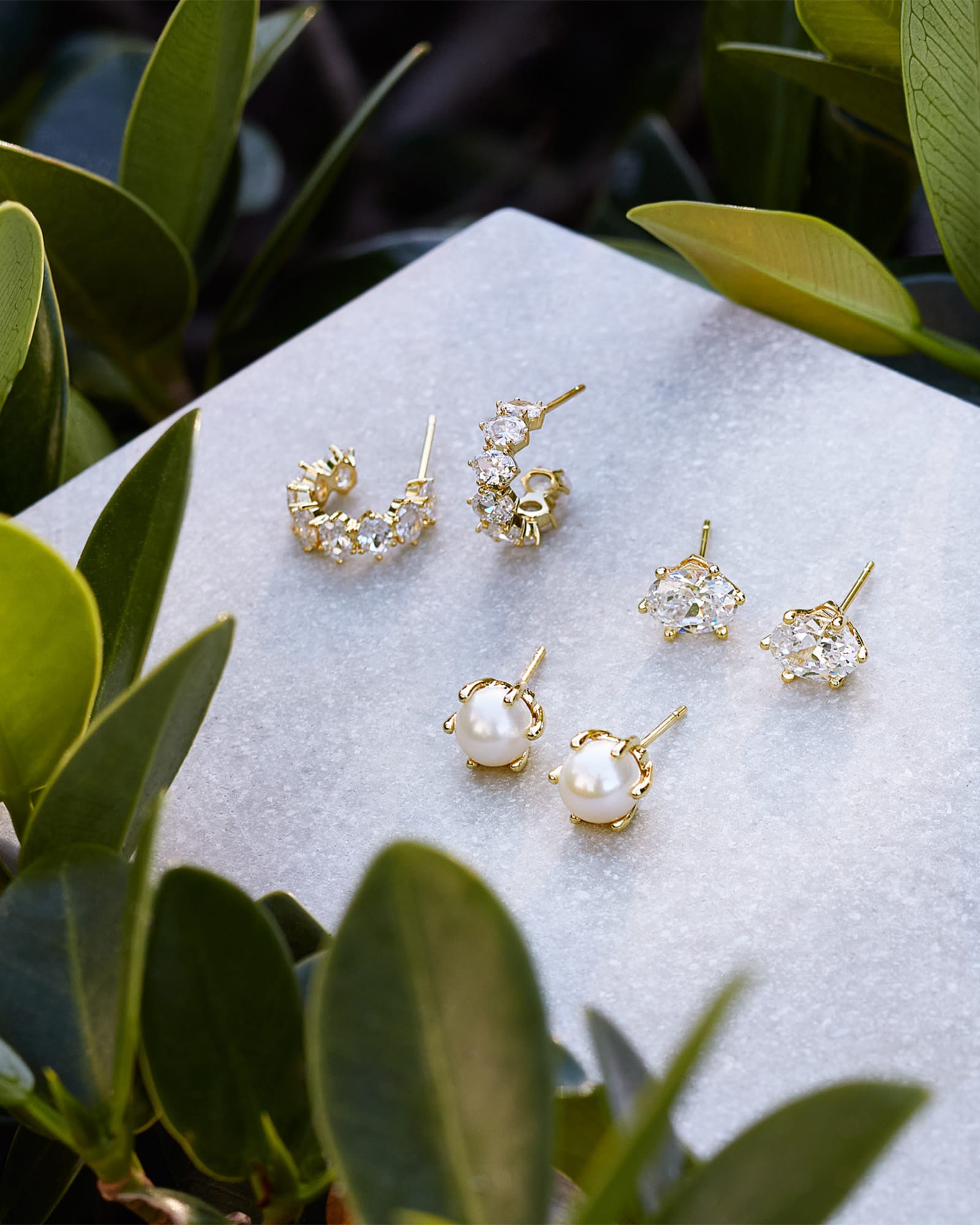 Cailin Gold Crystal Stud Earrings in White Crystal | Kendra Scott