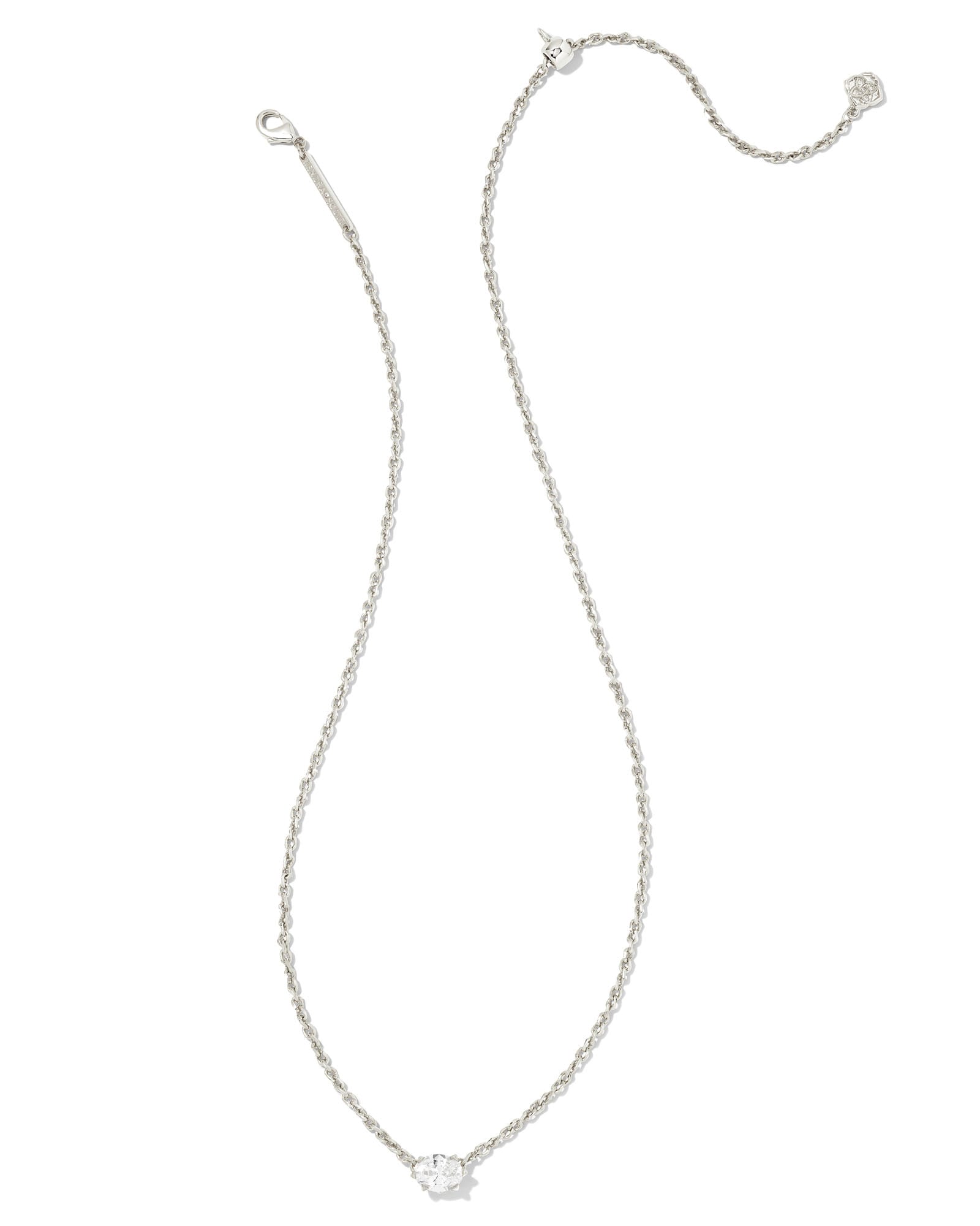 Cailin Silver Pendant Necklace in White Crystal | Kendra Scott