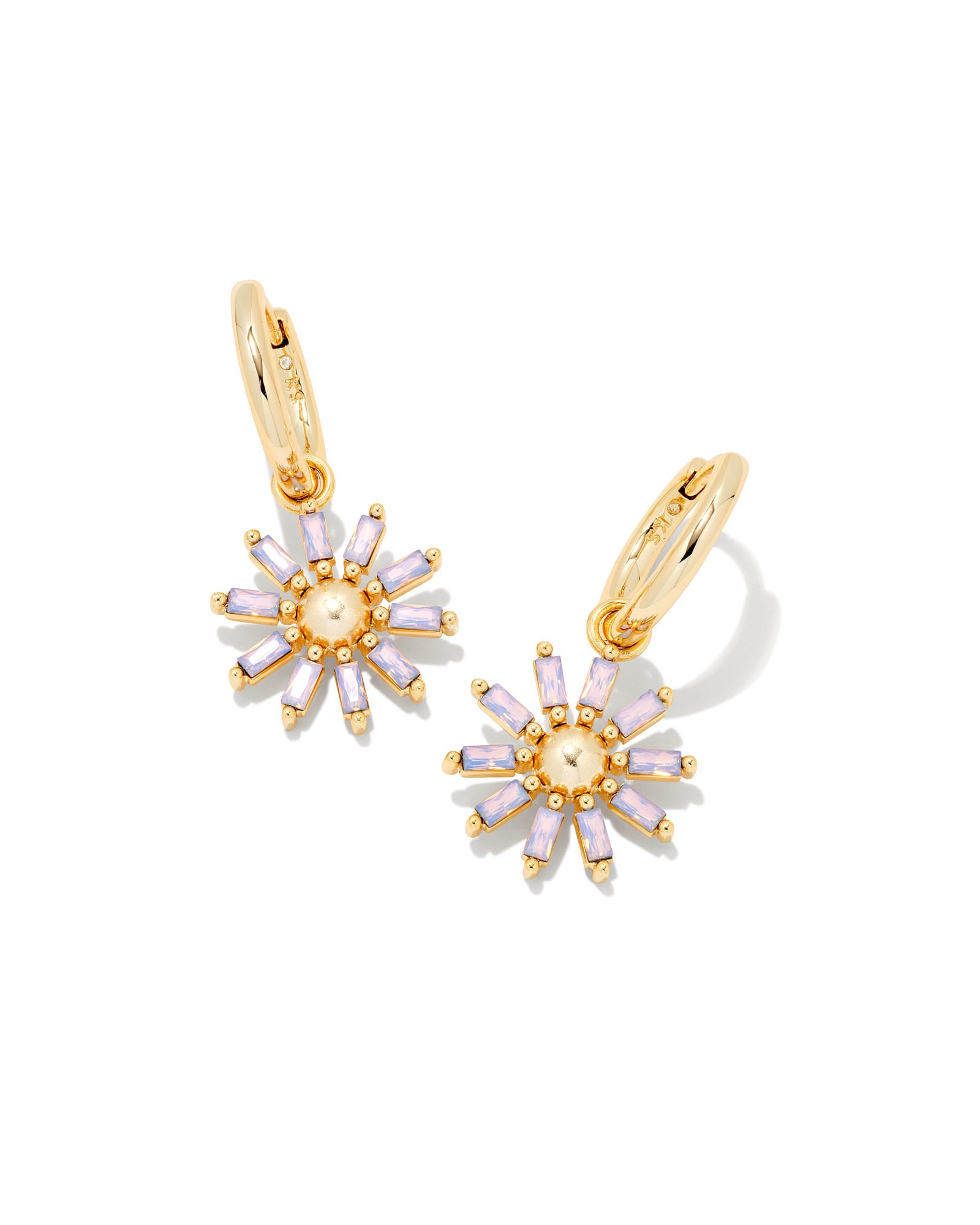 Brass Daisy Flower Hoop Earrings