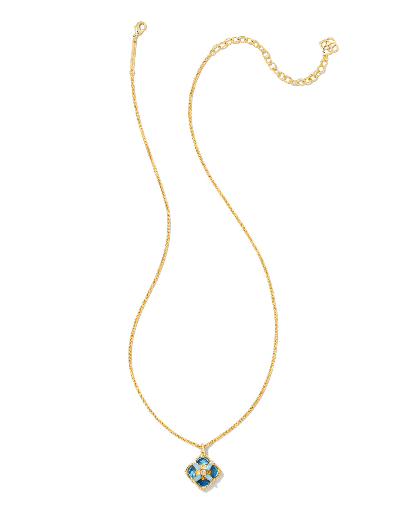 Dira Stone Gold Short Pendant Necklace in Blue Mix | Kendra Scott