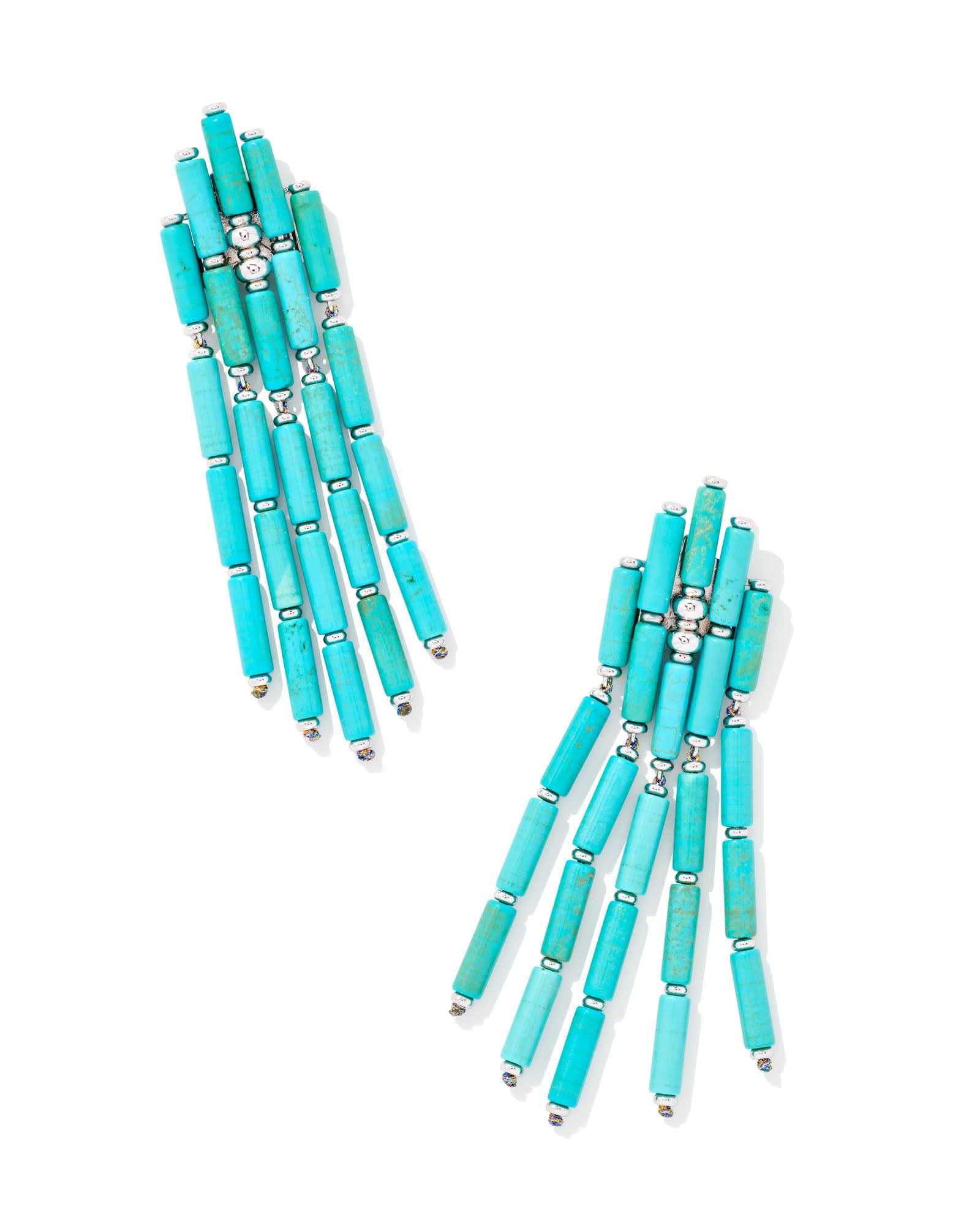 Ember Silver Statement Earrings Variegated Turquoise Magnesite