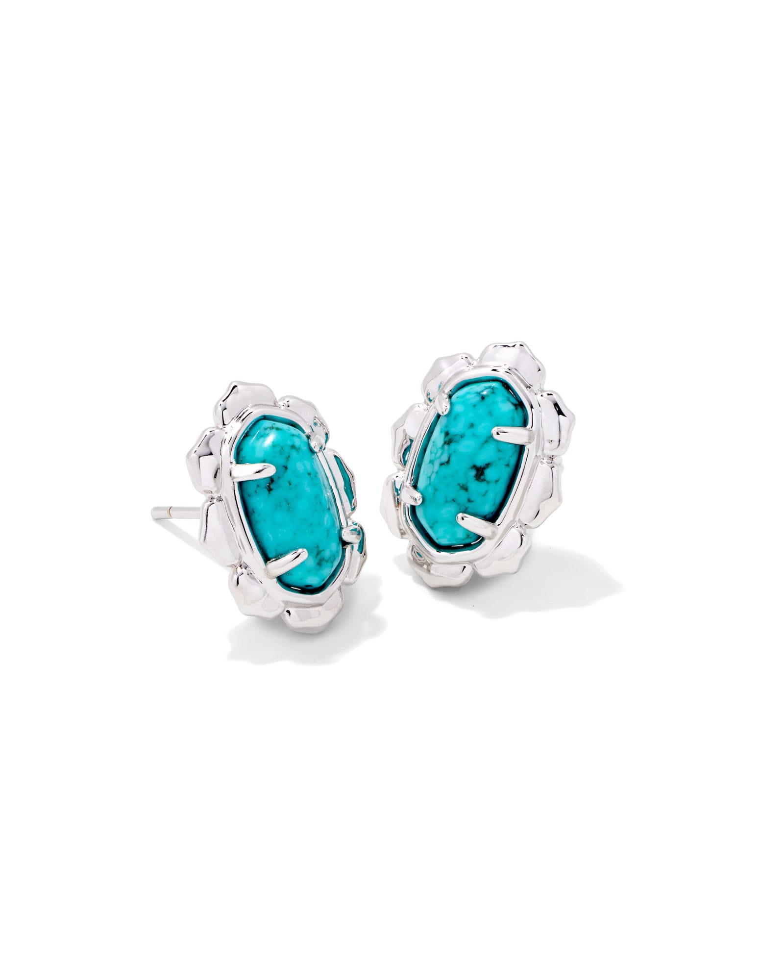 Piper Silver Stud Earrings in Variegated Turquoise Magnesite | Kendra Scott