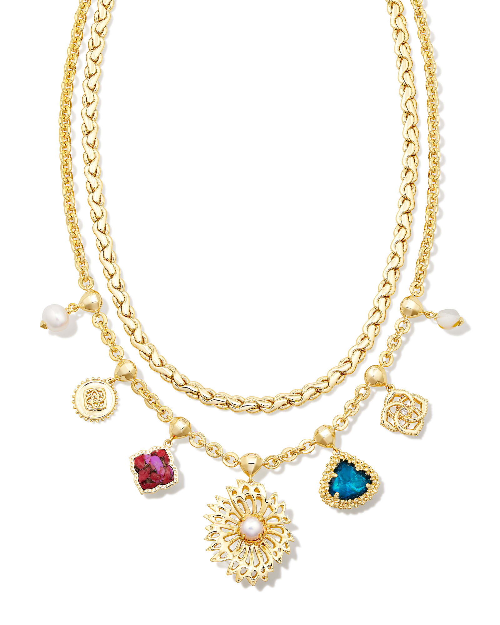 Brielle Convertible Gold Charm Necklace in Multi Mix