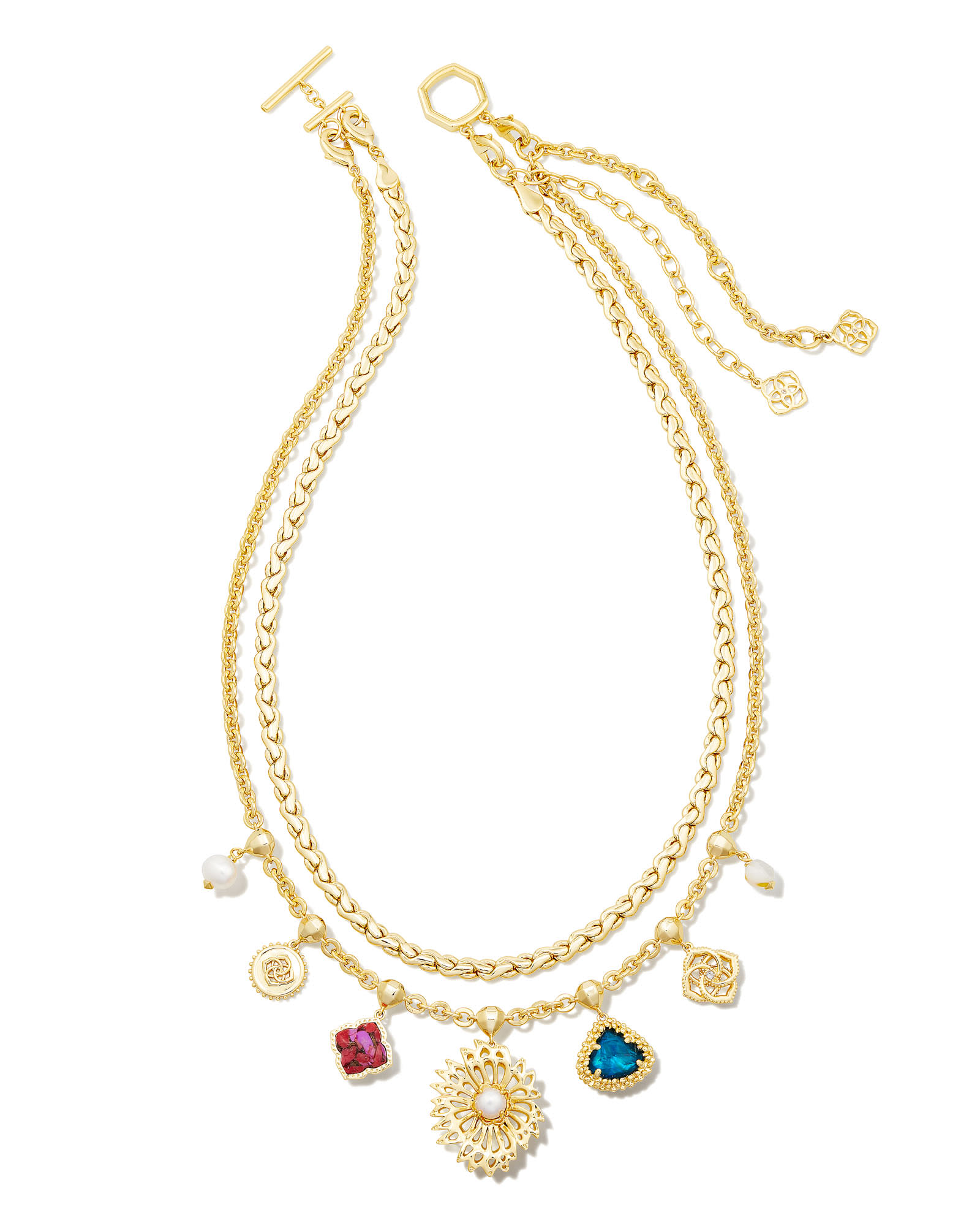 Brielle Convertible Gold Charm Necklace in Multi Mix