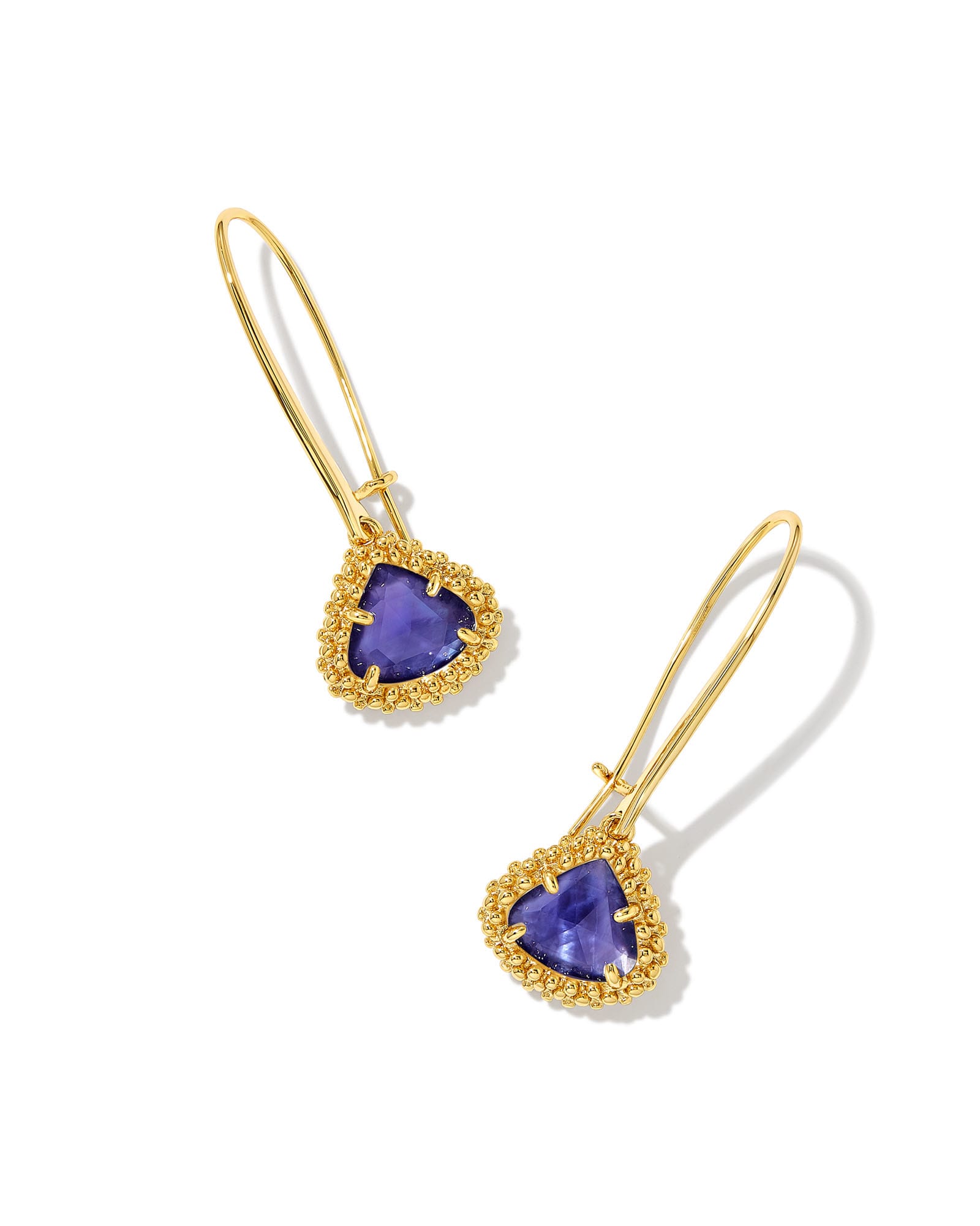 Framed Kendall Gold Wire Drop Earrings in Dark Lavender Illusion