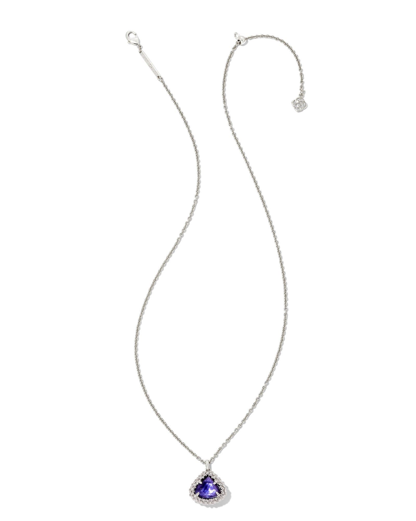 Framed Kendall Silver Short Pendant Necklace in Dark Lavender Illusion image number 1.0