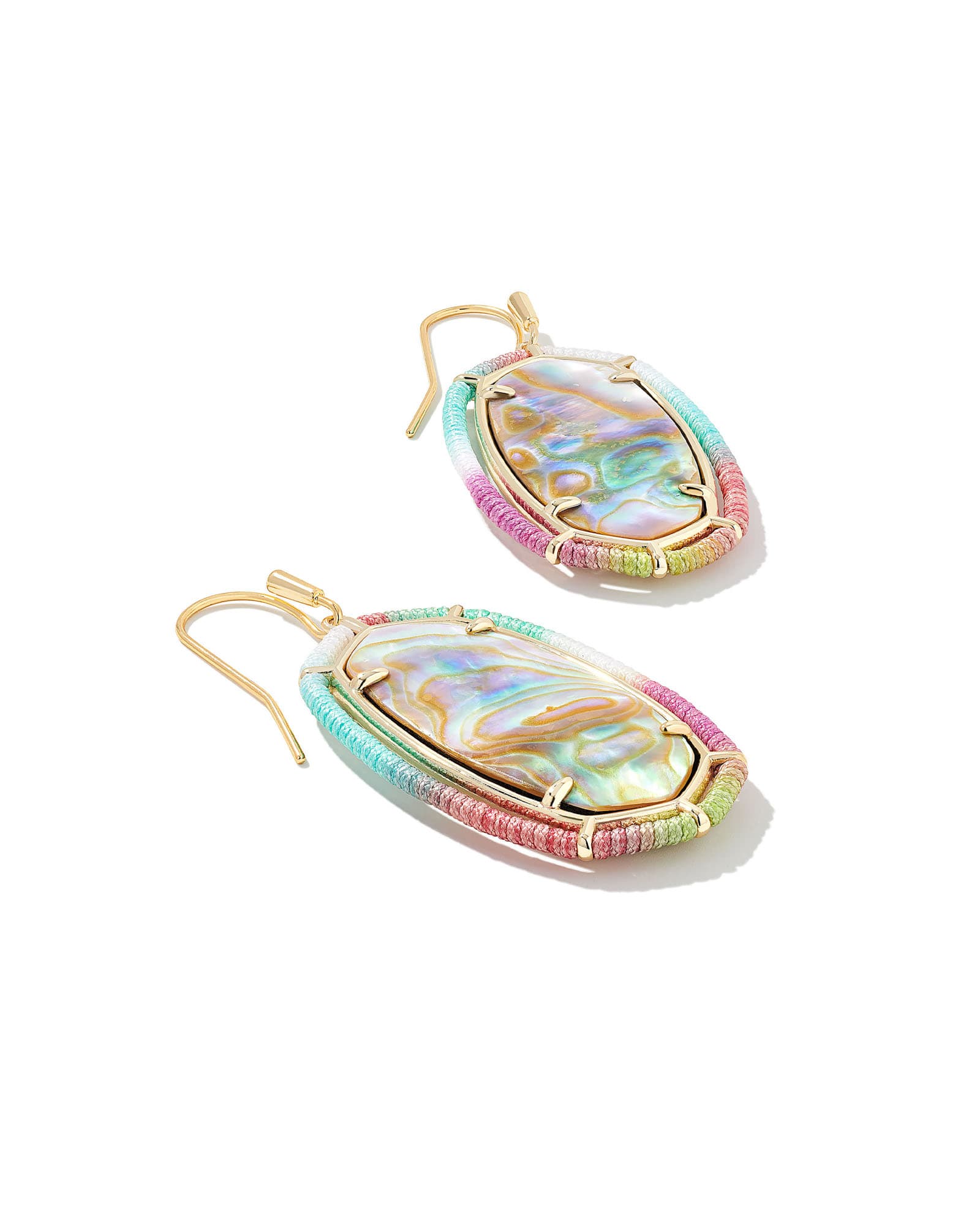 Threaded Elle Gold Drop Earrings in Pastel Mix