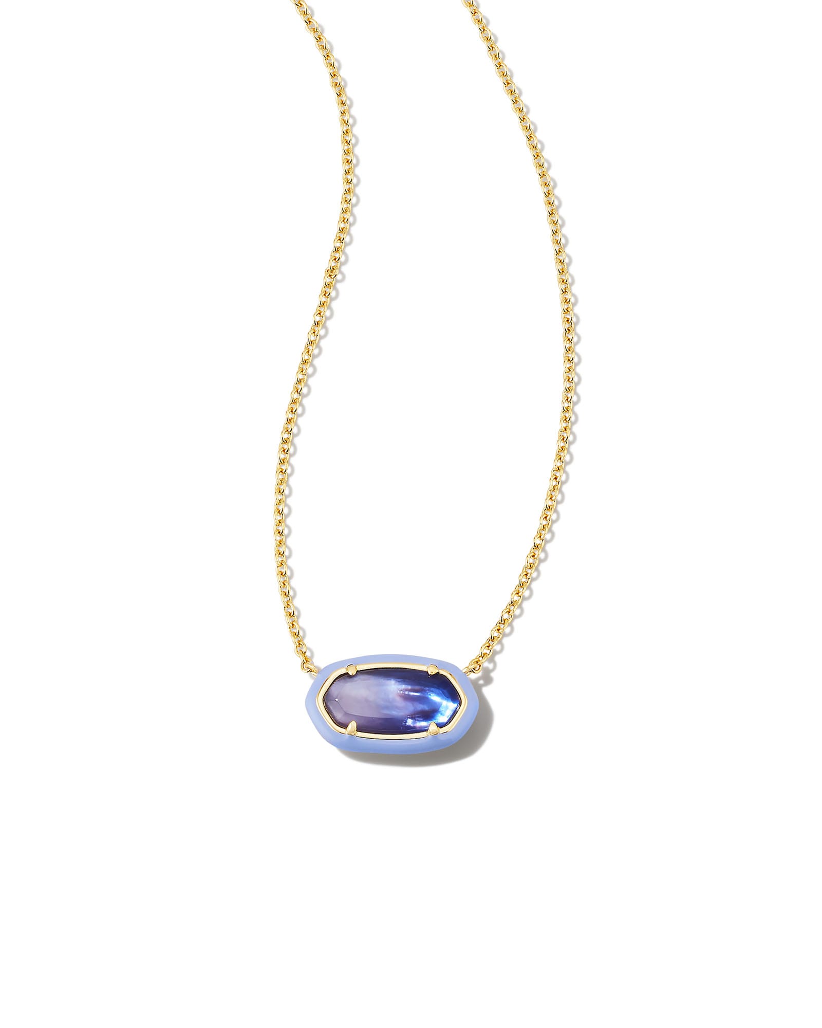 Elisa Gold Enamel Framed Short Pendant Necklace in Dark Lavender Ombre Illusion image number 0.0