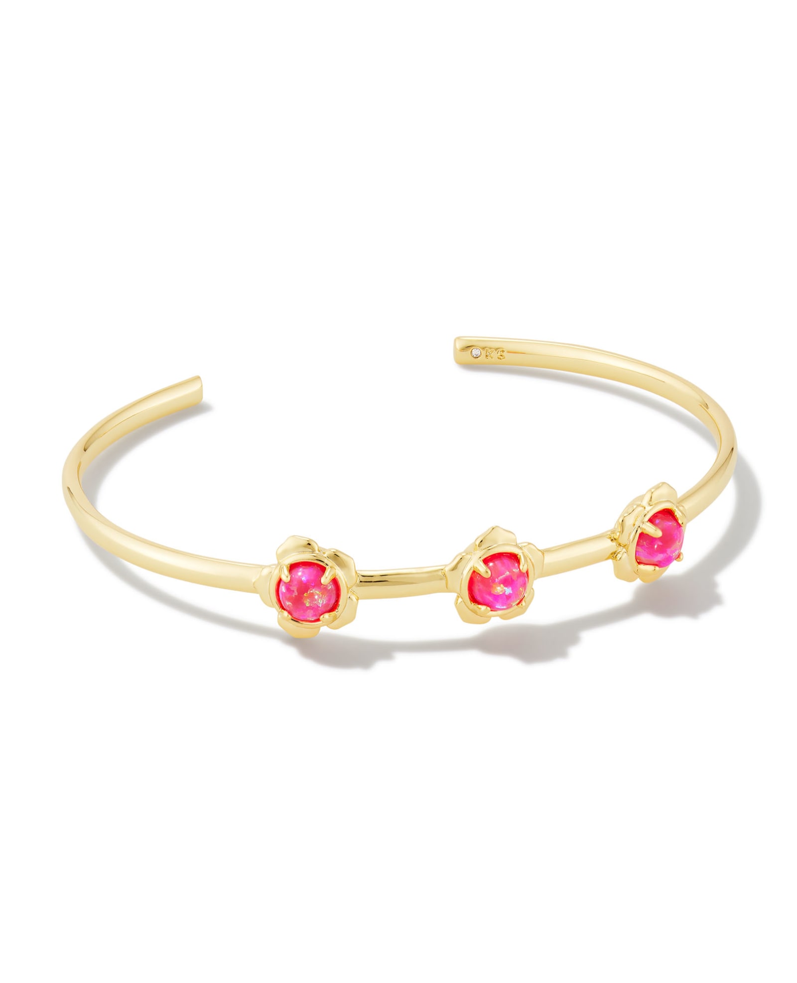 Susie Gold Cuff Bracelet in Hot Pink Kyocera Opal