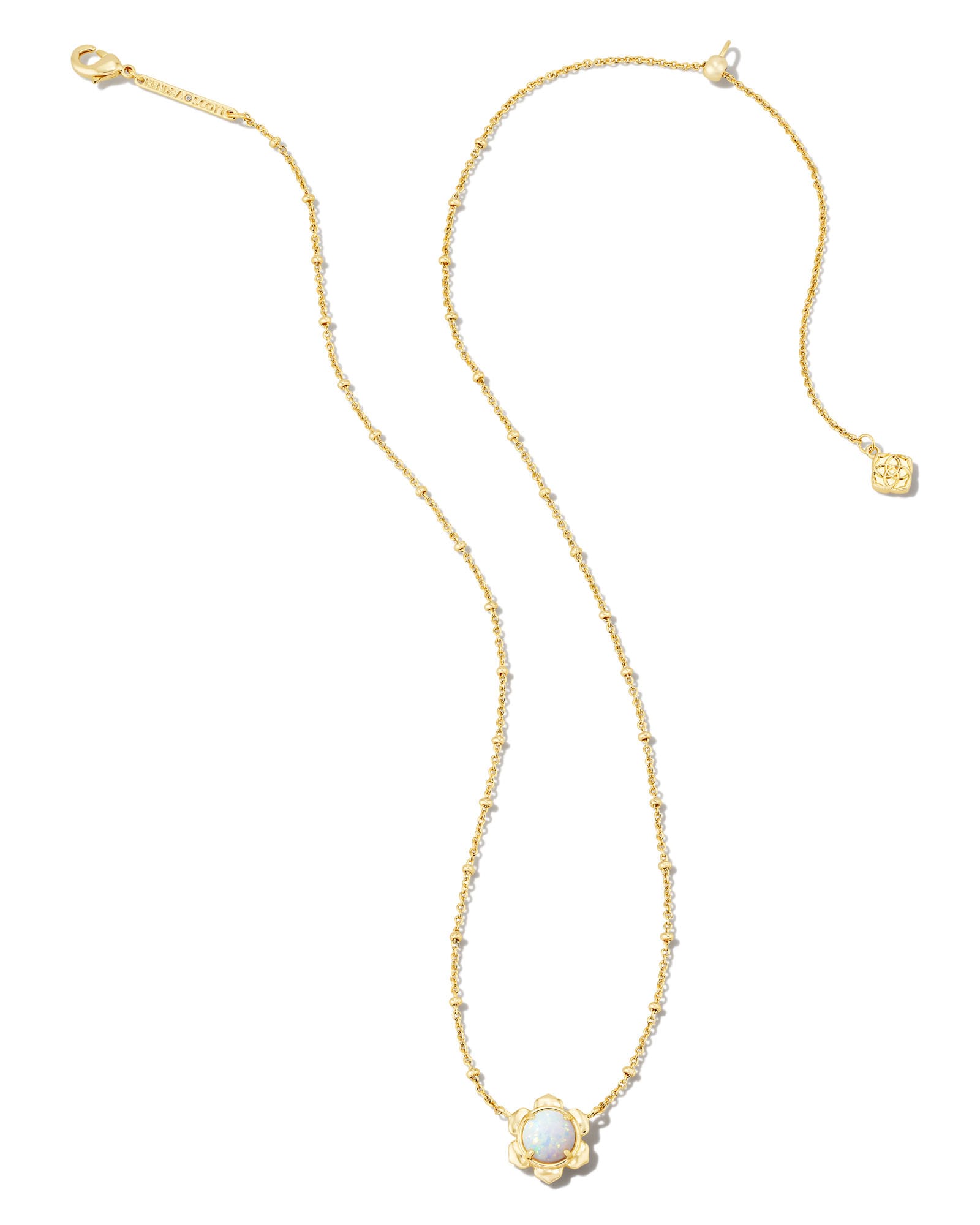 Susie Gold Pendant Necklace Layering Set of 2 in Bright White