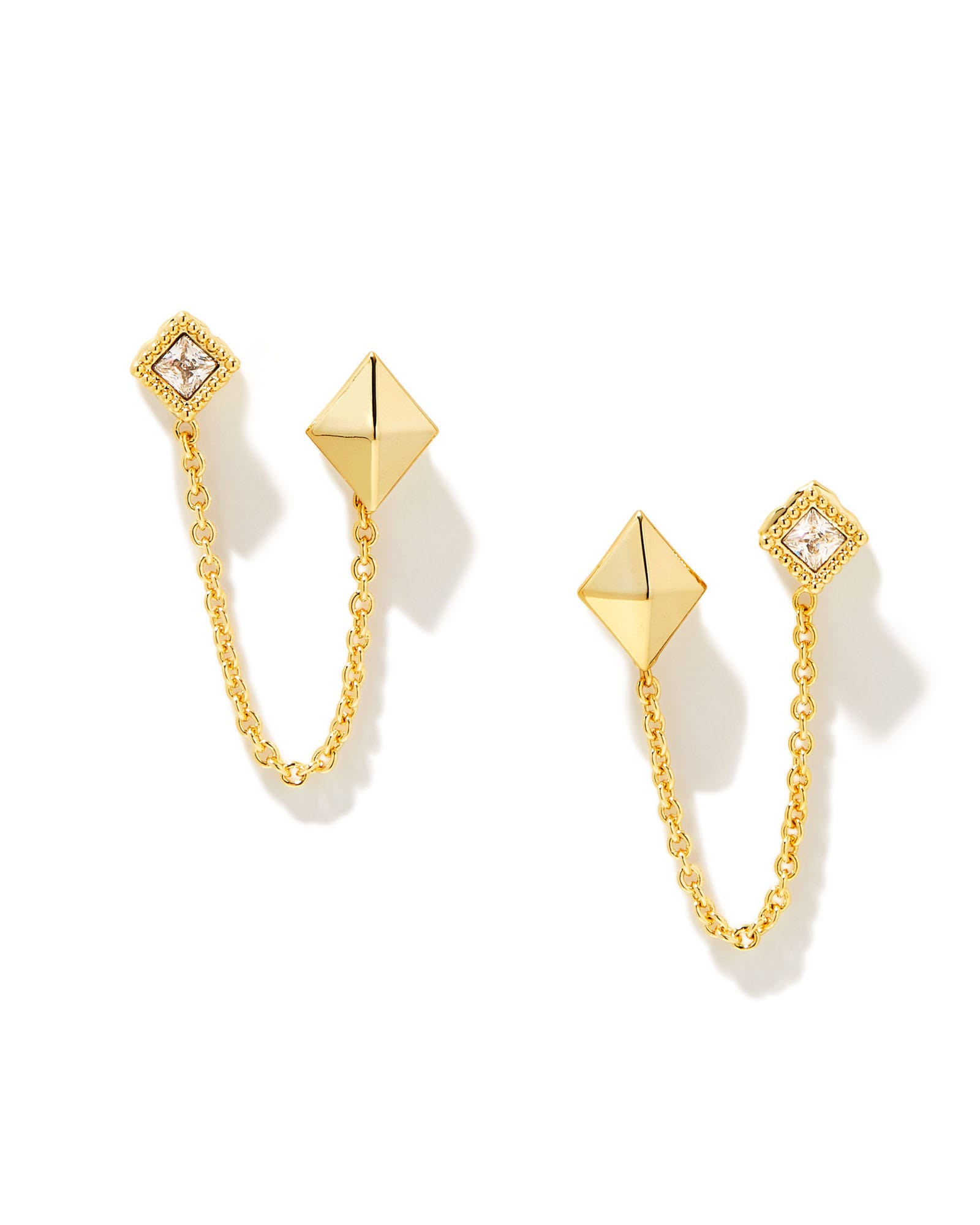 Kinsley Gold Convertible Earring Set in White Crystal