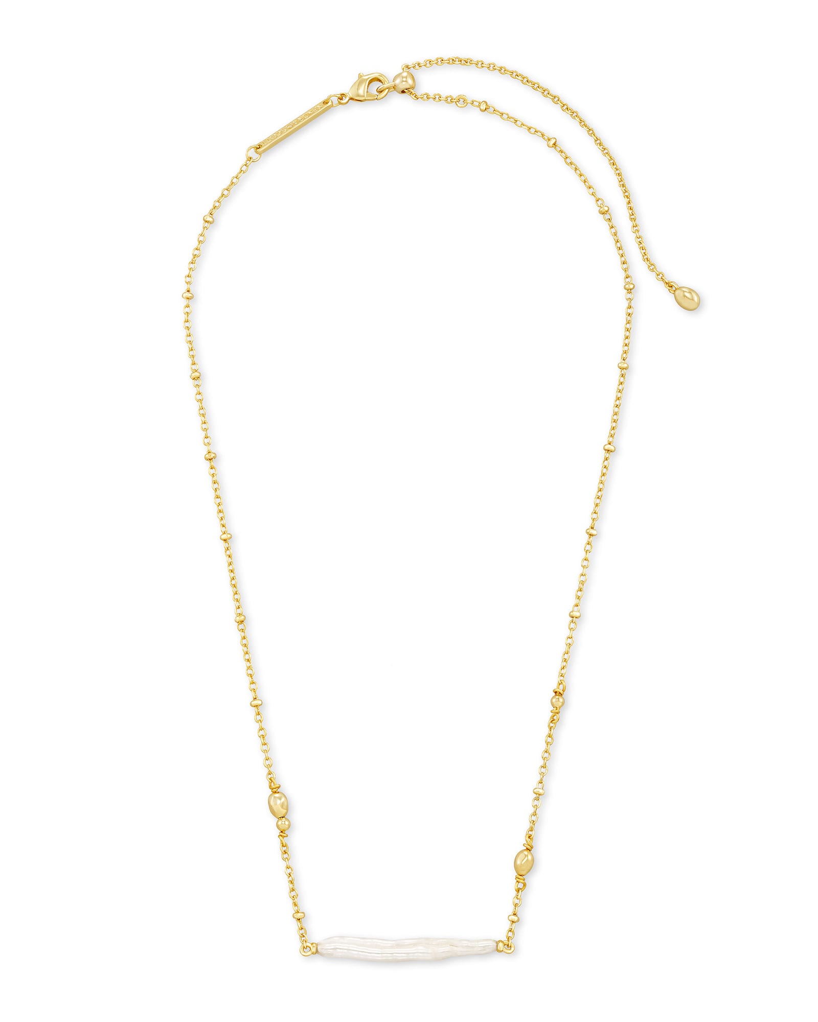 Eileen Gold Pendant Necklace in White Pearl