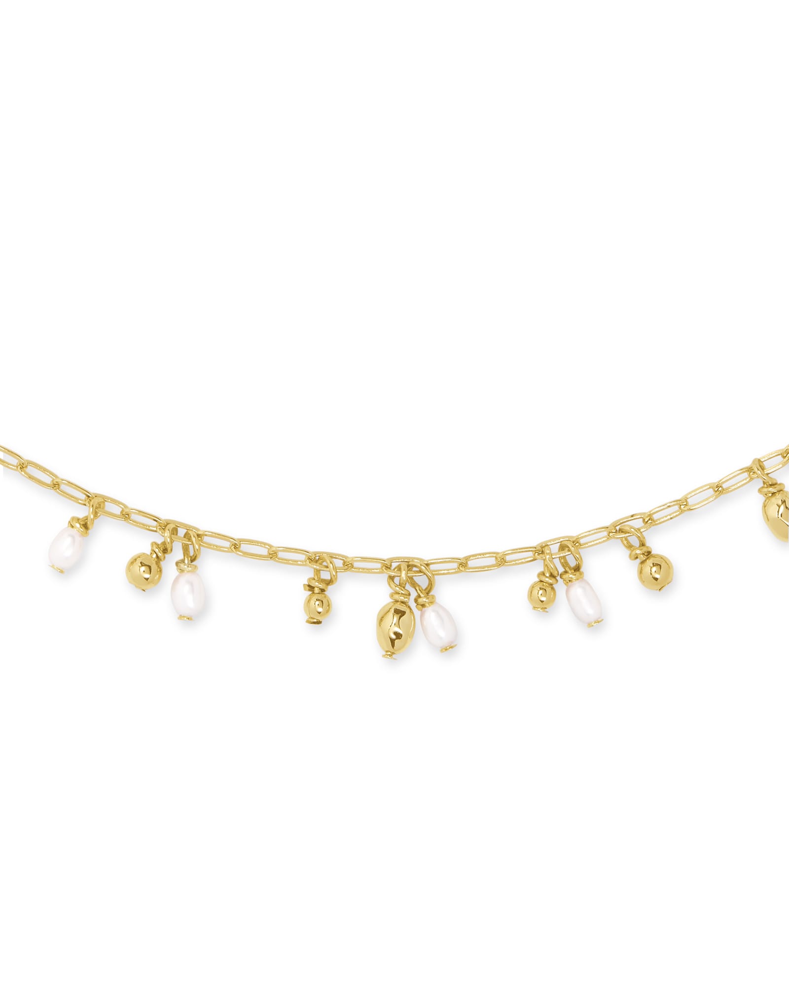 Mollie Gold Choker Necklace in White Pearl