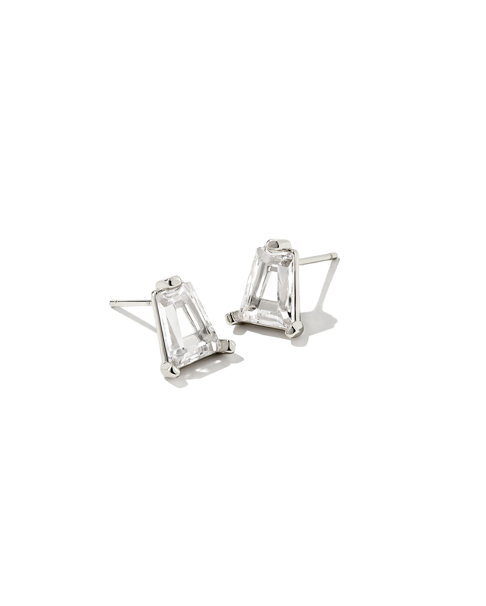 Blair Silver Stud Earrings in White Crystal