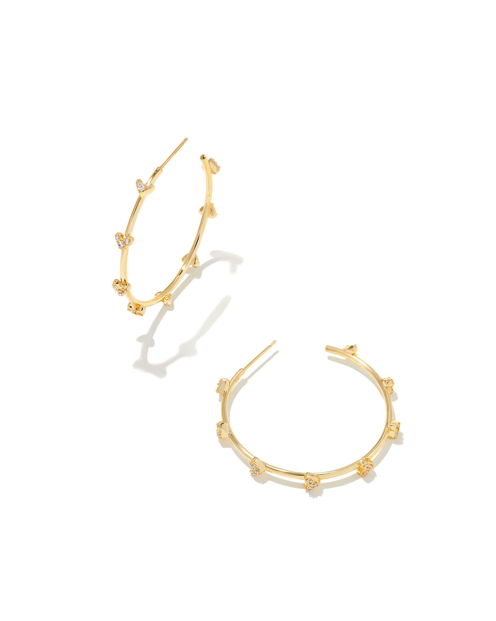 Haven Gold Crystal Heart Hoop Earrings in Crystal