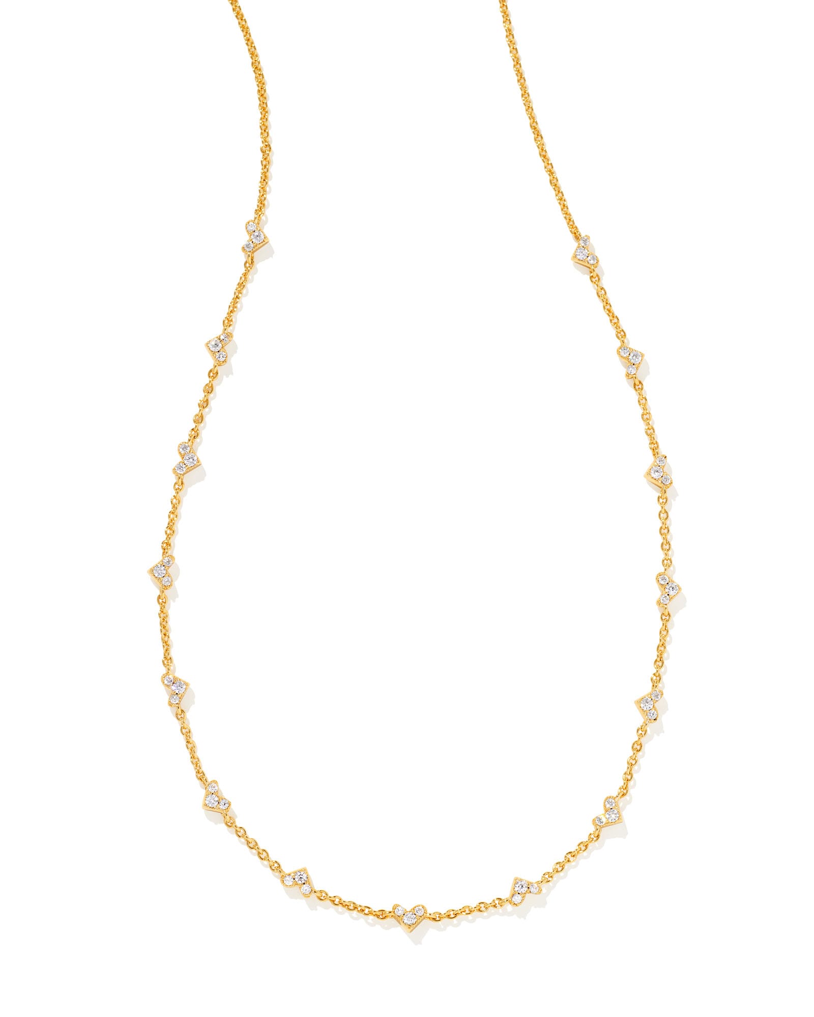 Haven Gold Crystal Heart Strand Necklace in Crystal