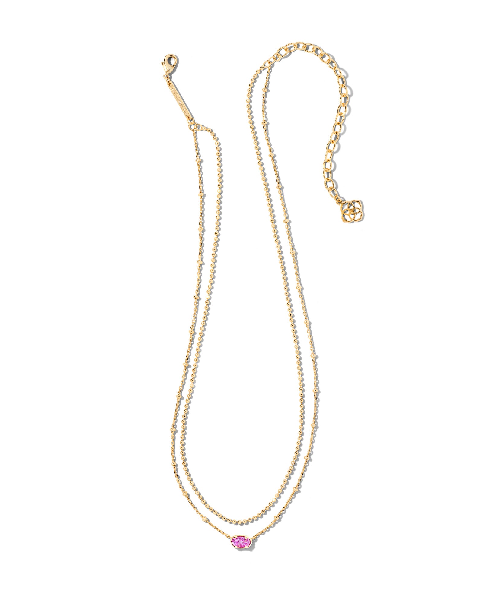 Emilie Gold Multi Strand Necklace in Plum Kyocera Opal