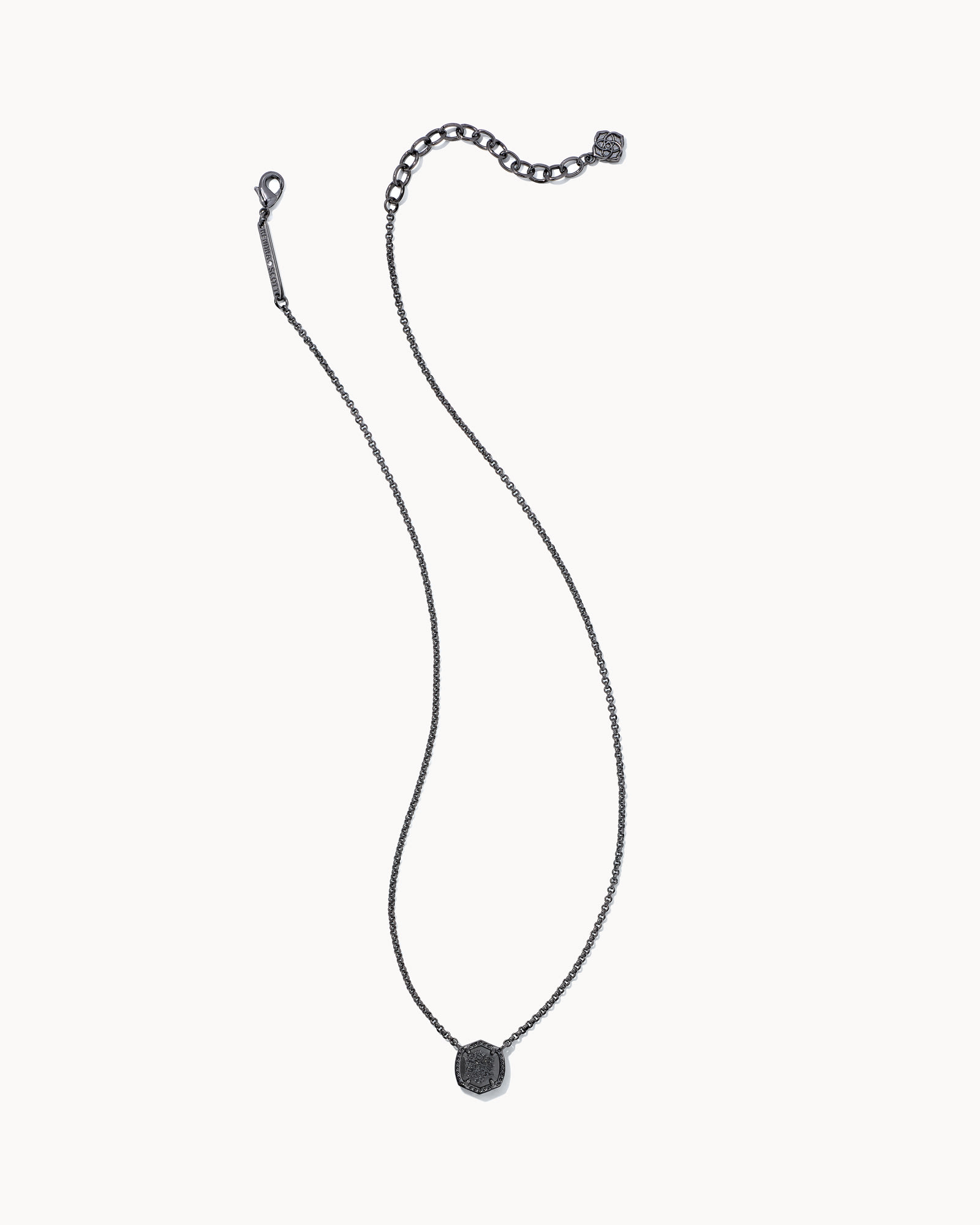 Davie Gunmetal Pendant Necklace in Black Drusy