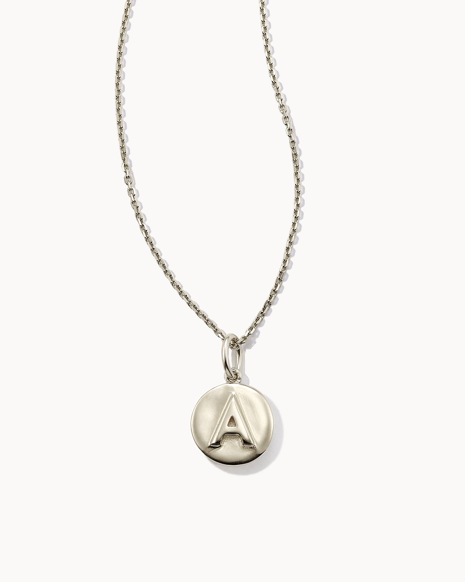 Letter A Coin Pendant Necklace in Oxidized Sterling Silver