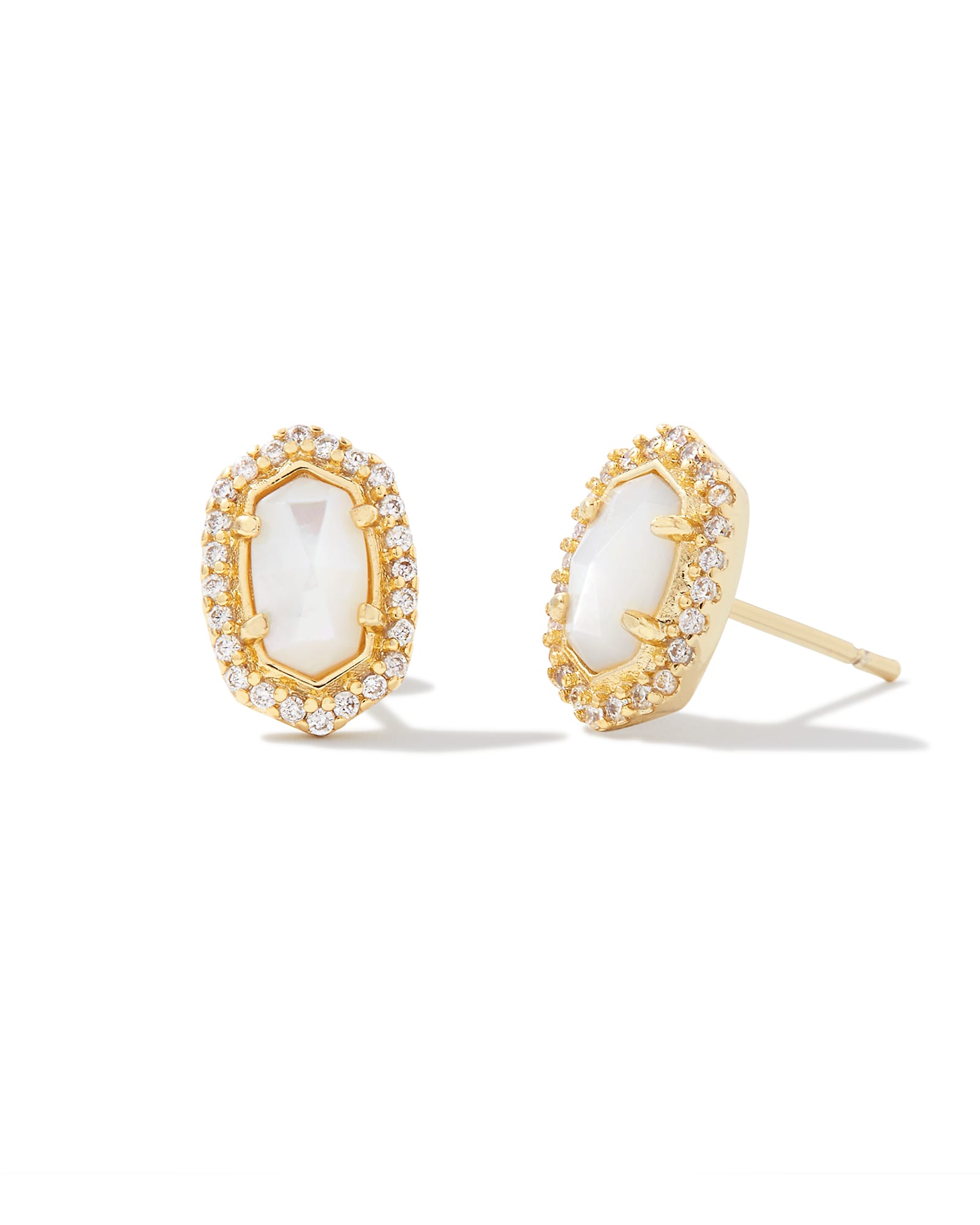 Cade Gold Stud Earrings in Ivory Mother-of-Pearl