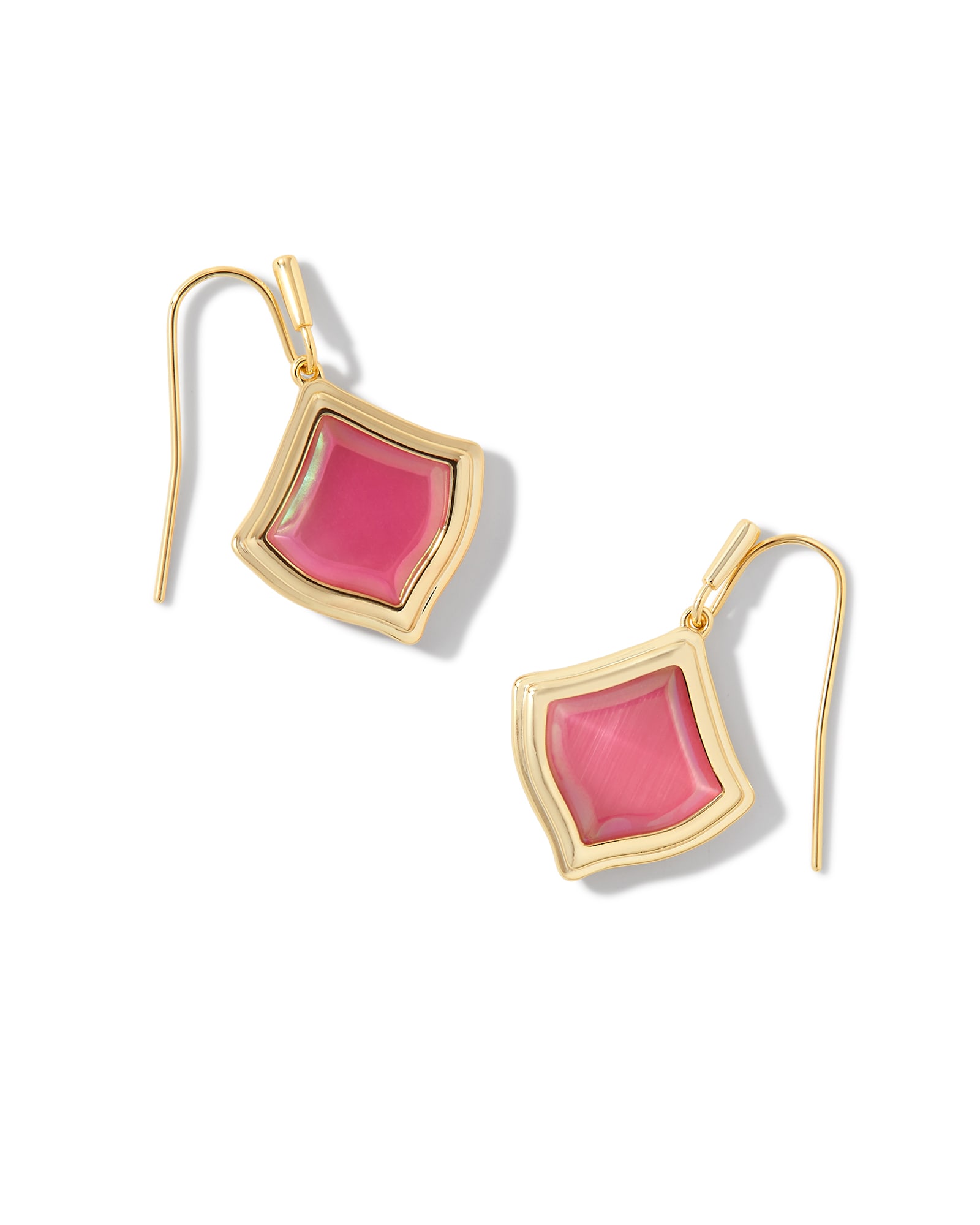 Kacey Gold Drop Earrings in Pink Cat's Eye