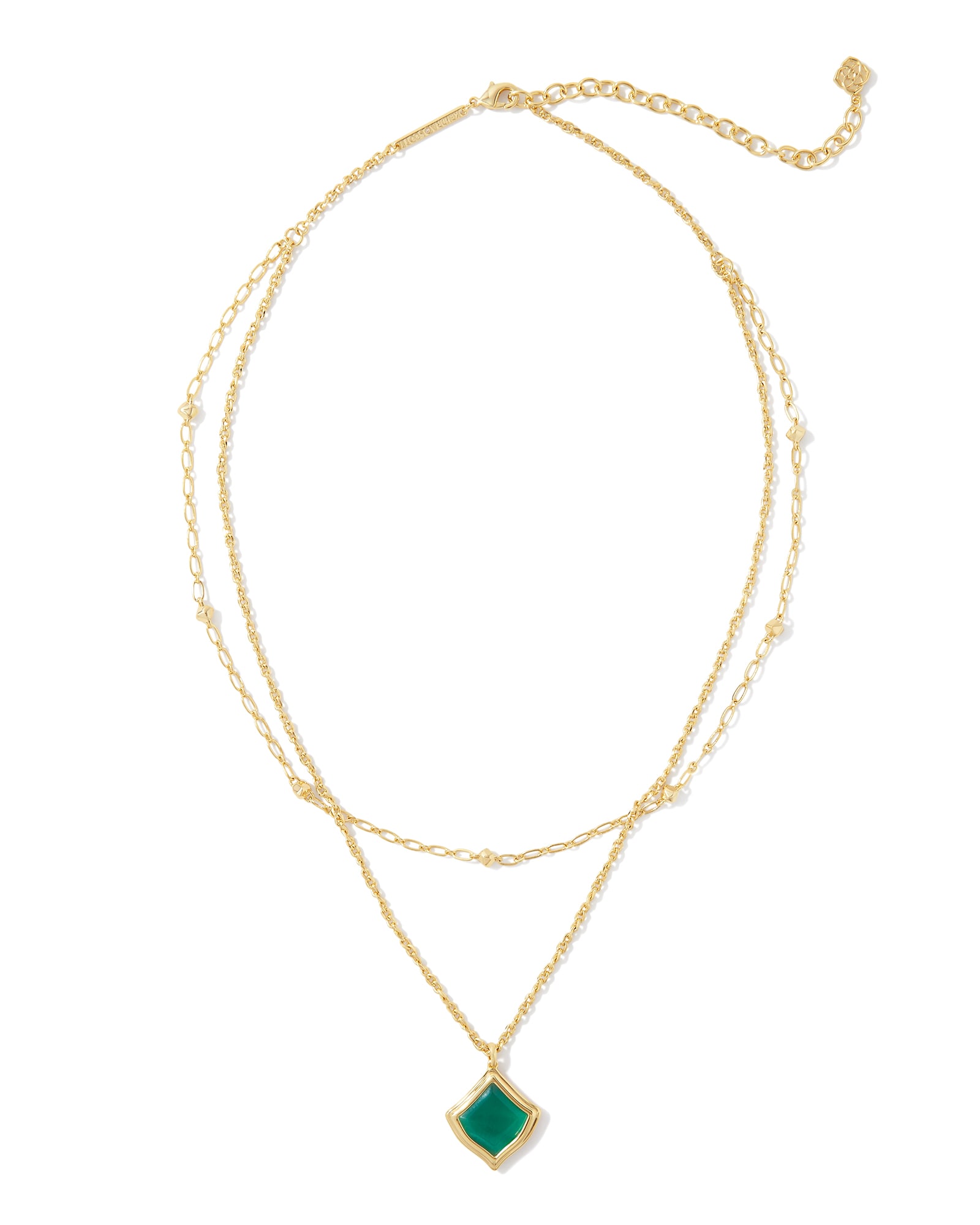 Kacey Gold Multi Strand Necklace in Emerald Cat's Eye | Kendra Scott