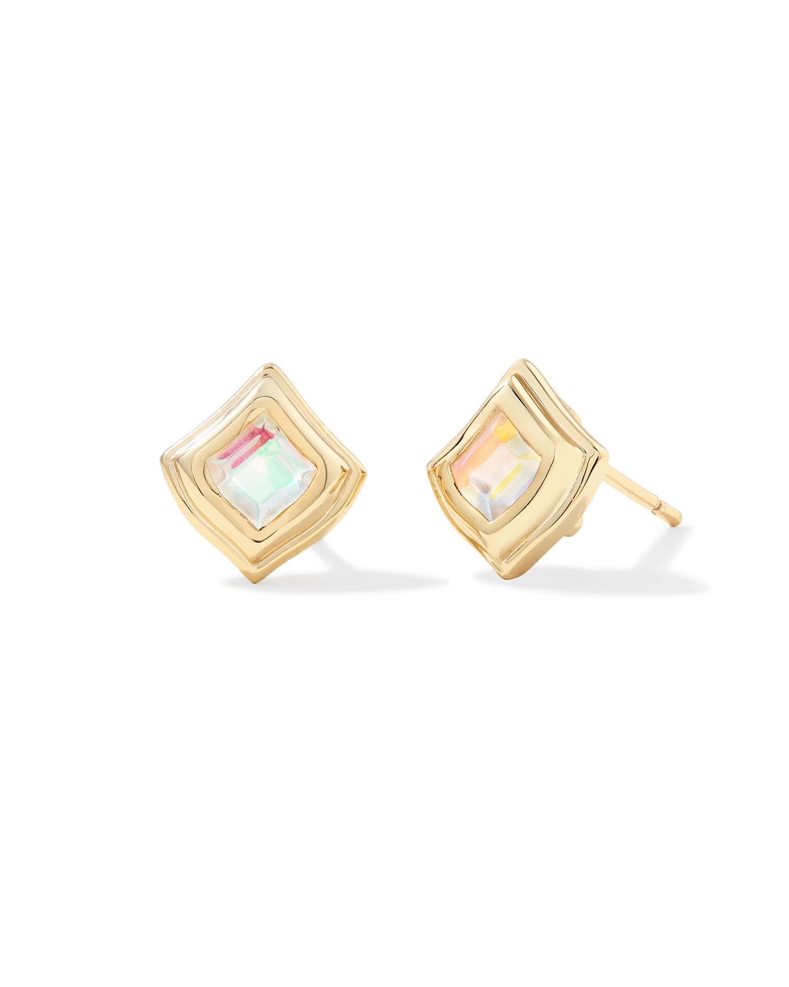 Kacey Gold Stud Earrings in Dichroic Glass