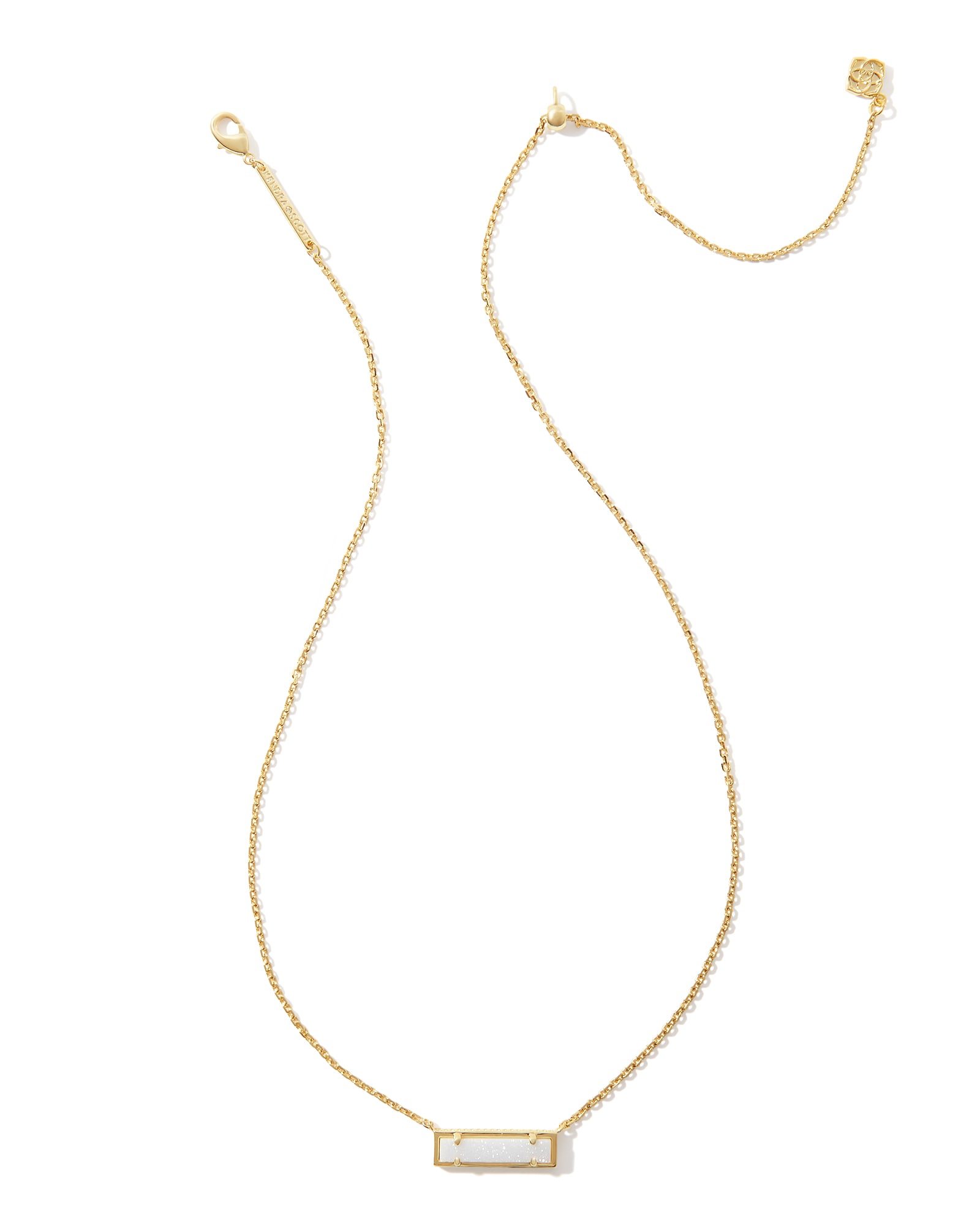 Leanor Gold Short Pendant Necklace in Iridescent Drusy