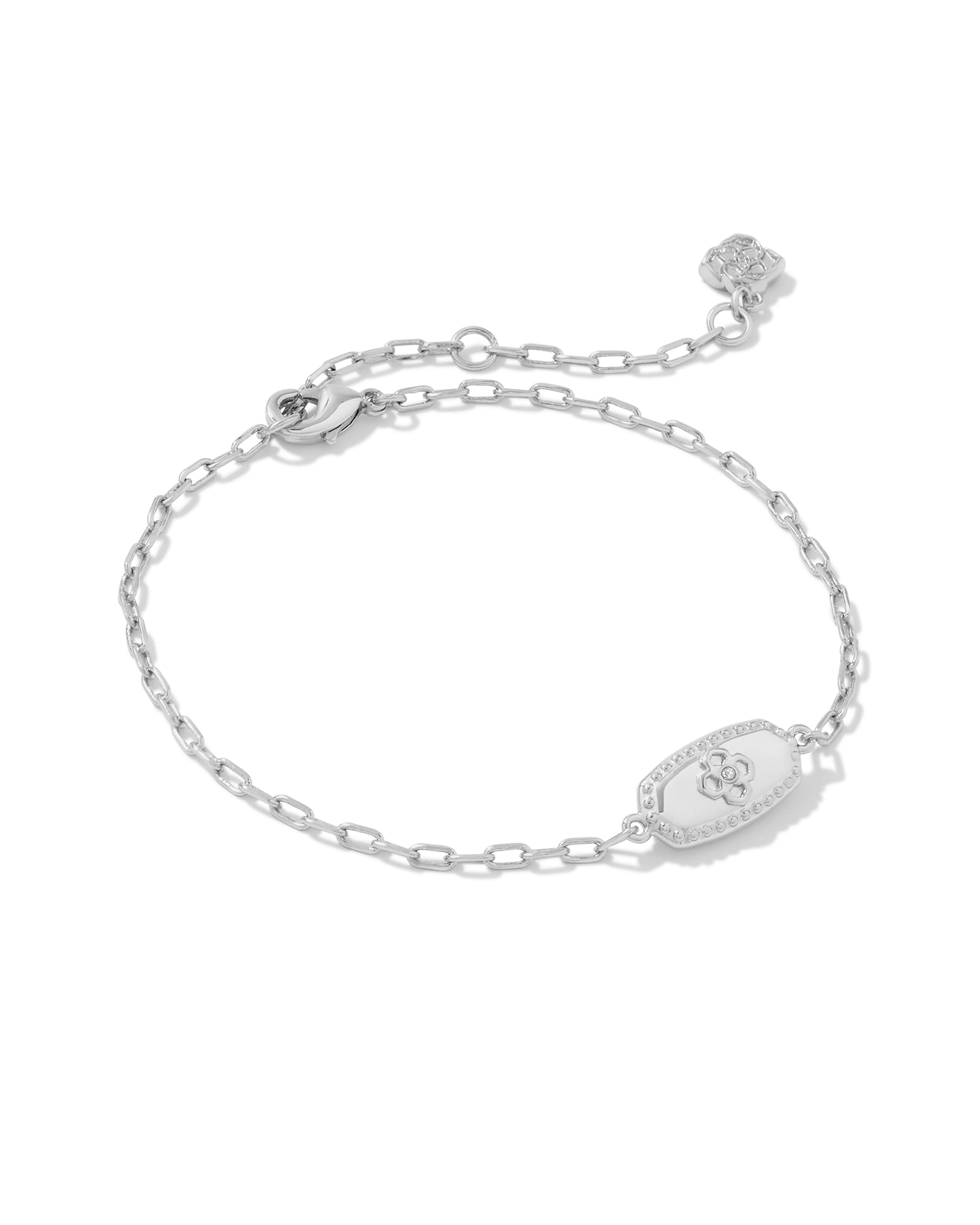 Rue Silver Delicate Chain Bracelet in White Crystal