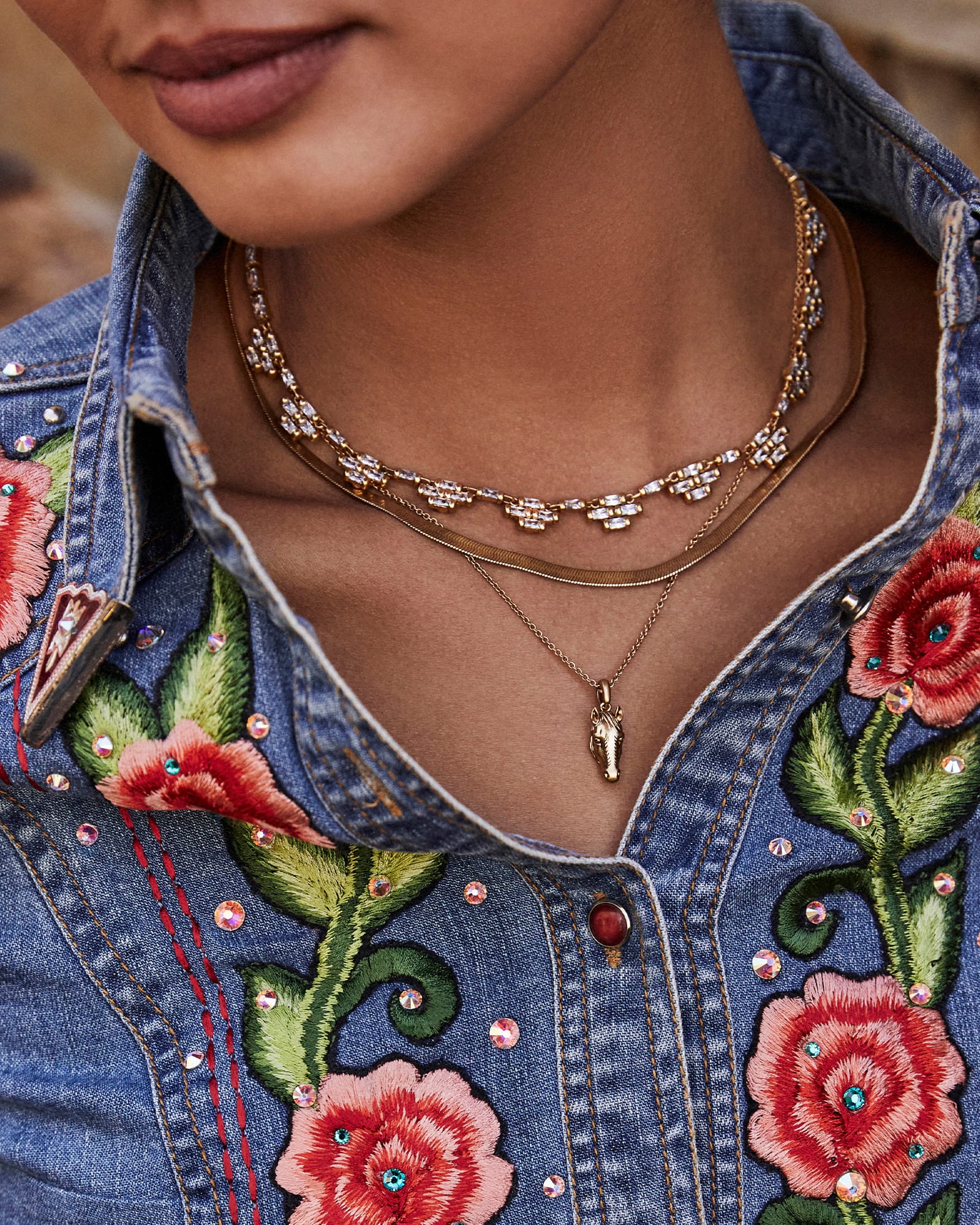 Rose gold horse necklace cheap