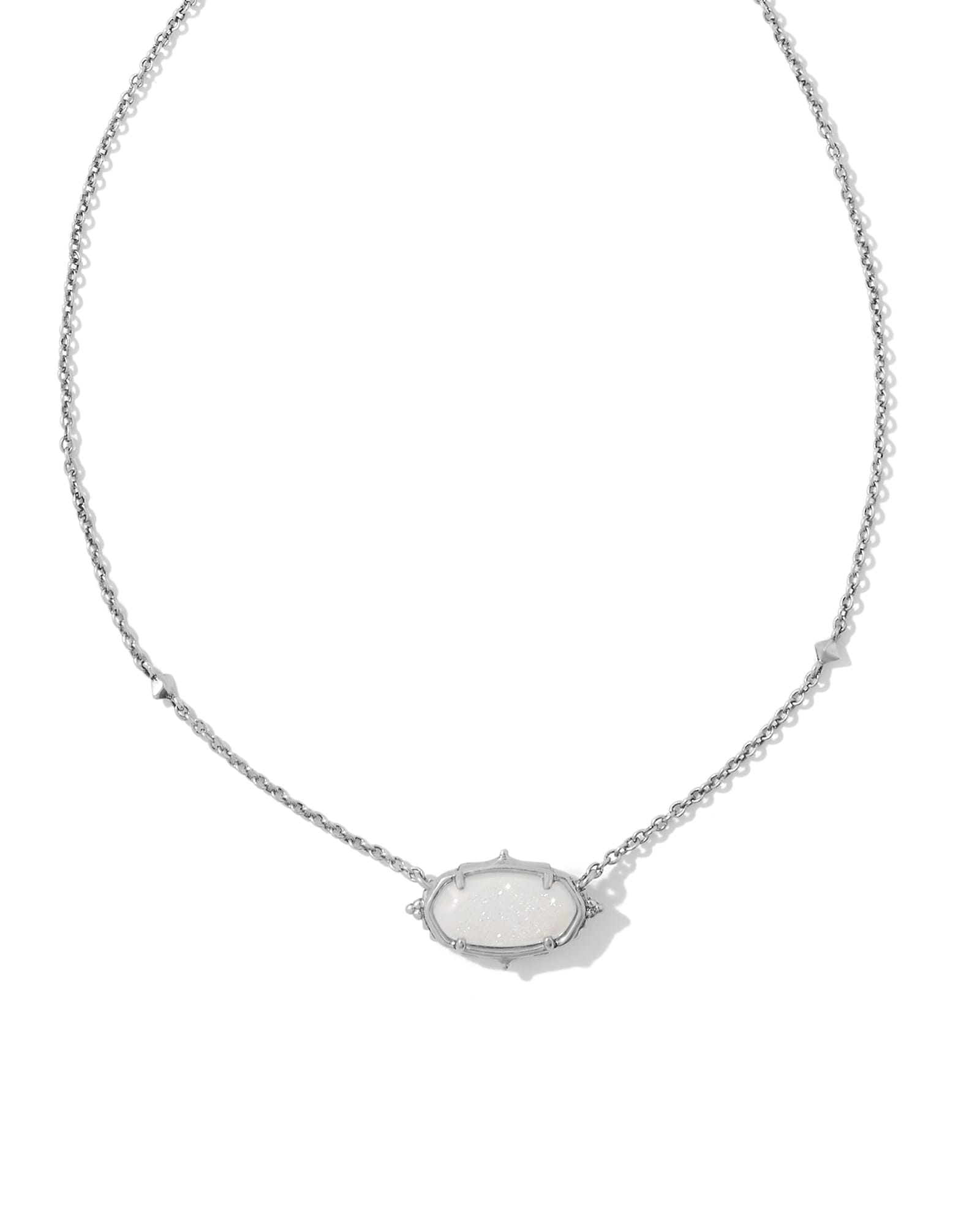 Baroque Elisa Vintage Silver Pendant Necklace in Iridescent Drusy