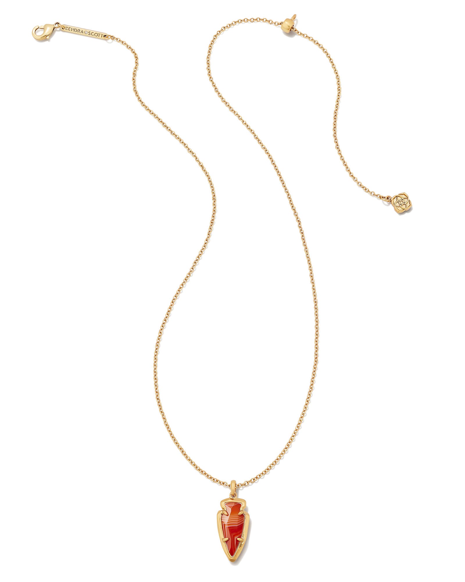 Skylar Vintage Gold Short Pendant Necklace in Banded Agate