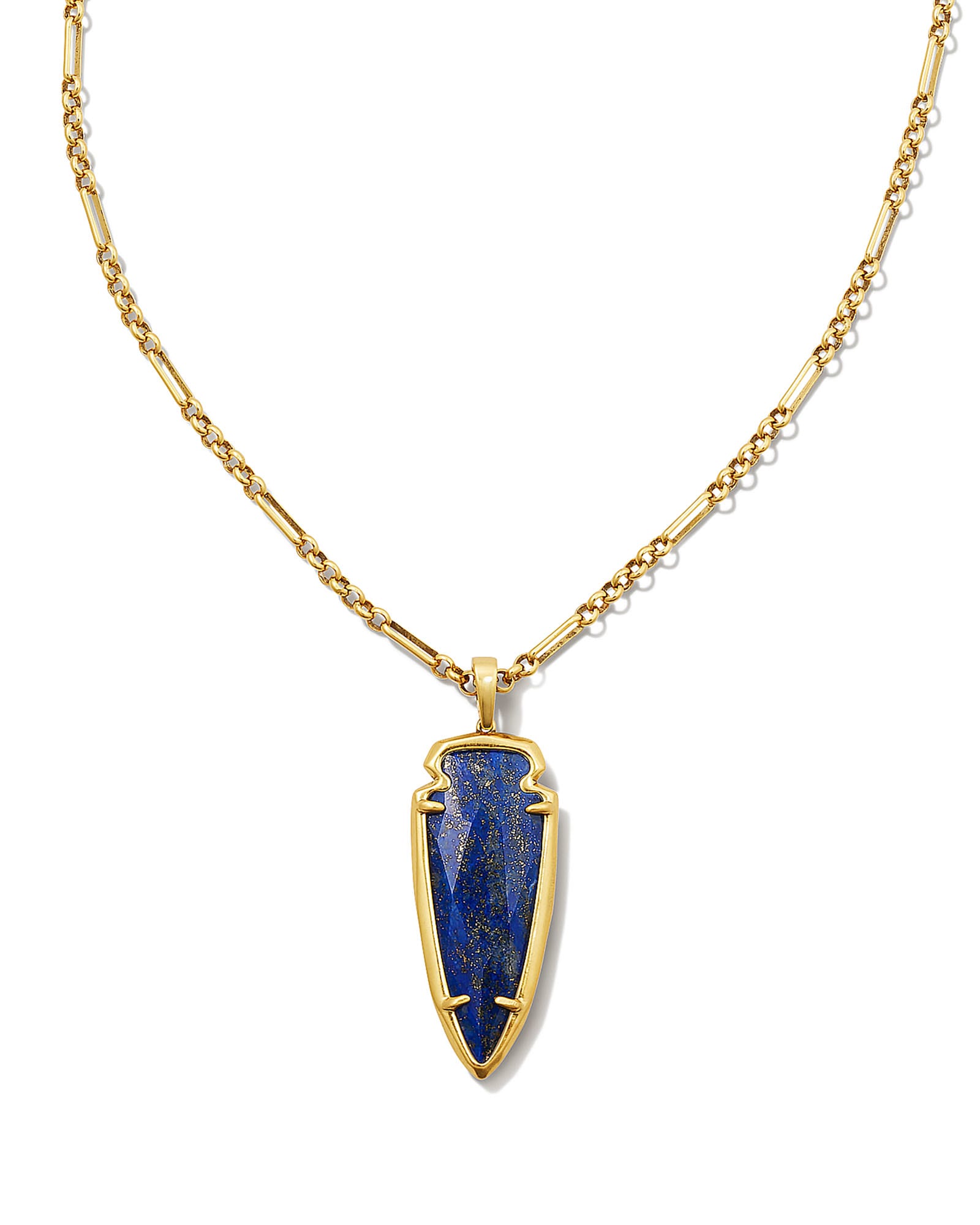 Skylar Vintage Gold Small Long Pendant in Blue Lapis image number 0.0