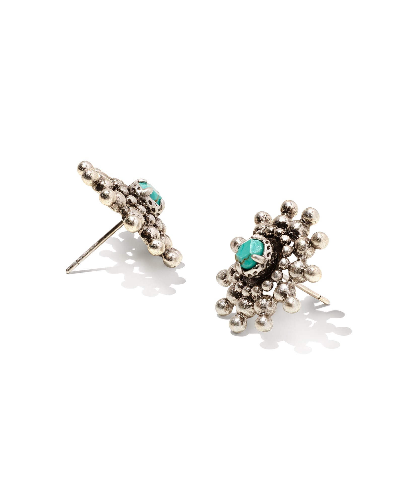 Dryden Vintage Silver Stud Earrings in Variegated Turquoise Magnesite
