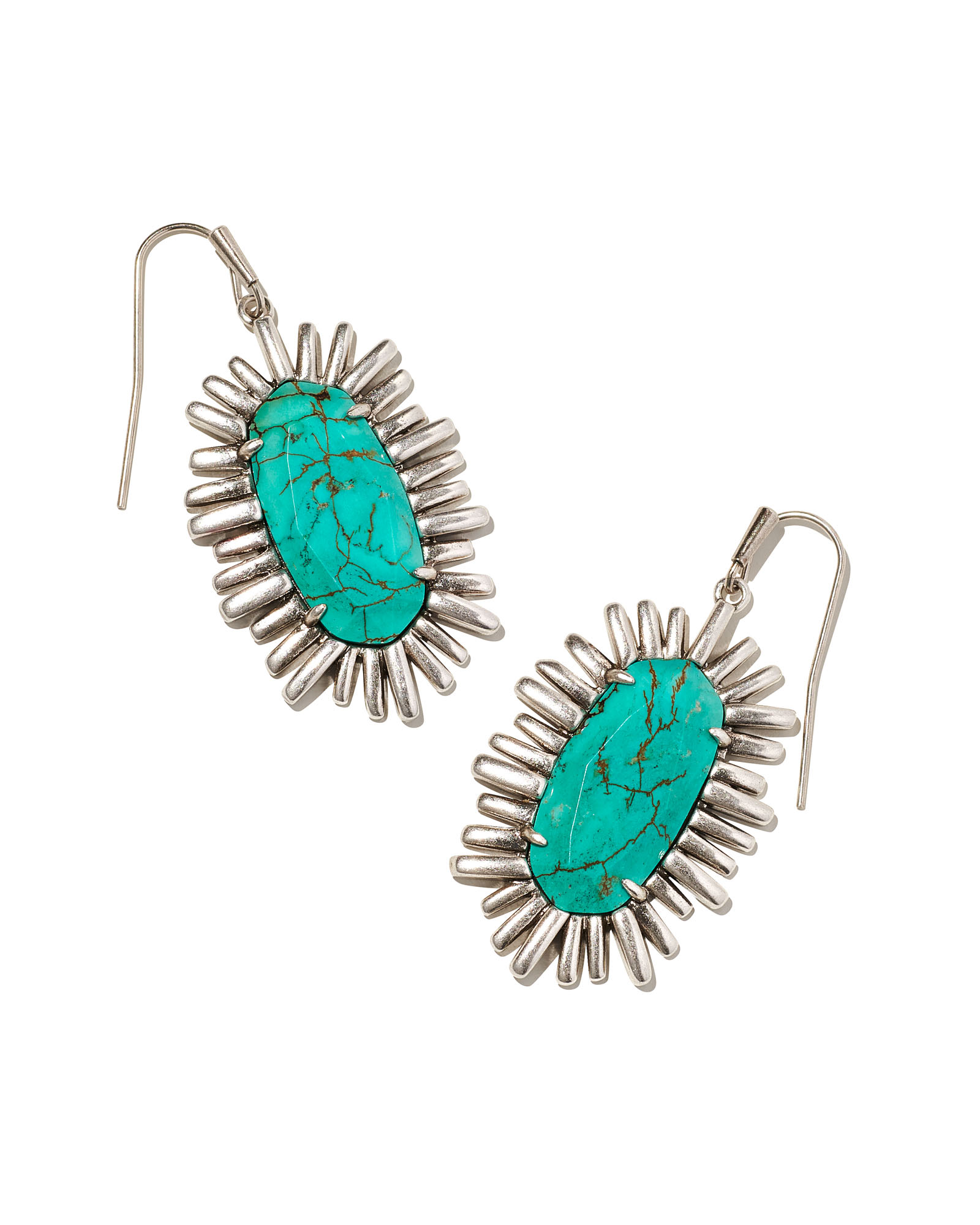 Mariah Vintage Silver Drop Earrings in Variegated Turquoise Magnesite