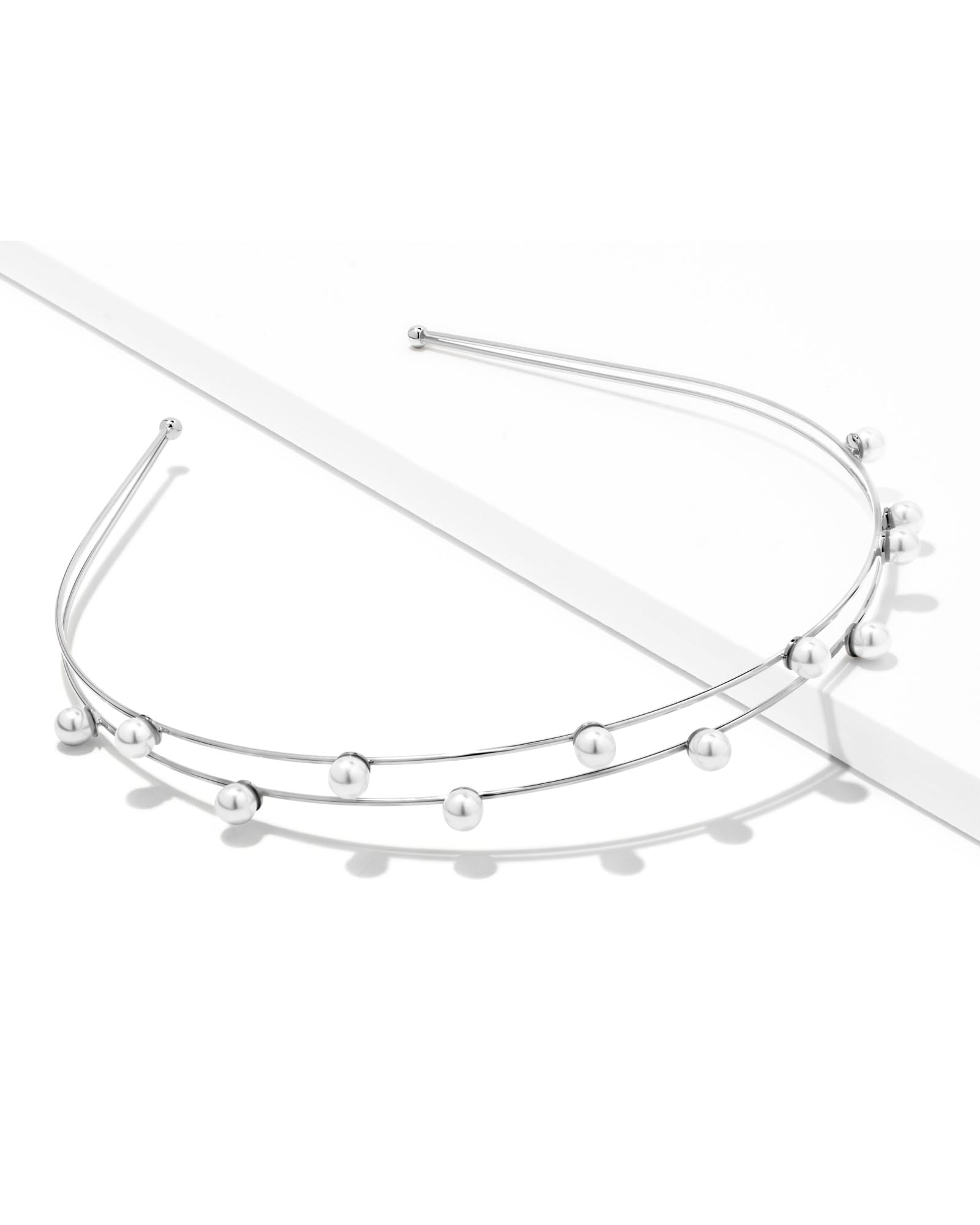 Double Pearl Headband in Silver