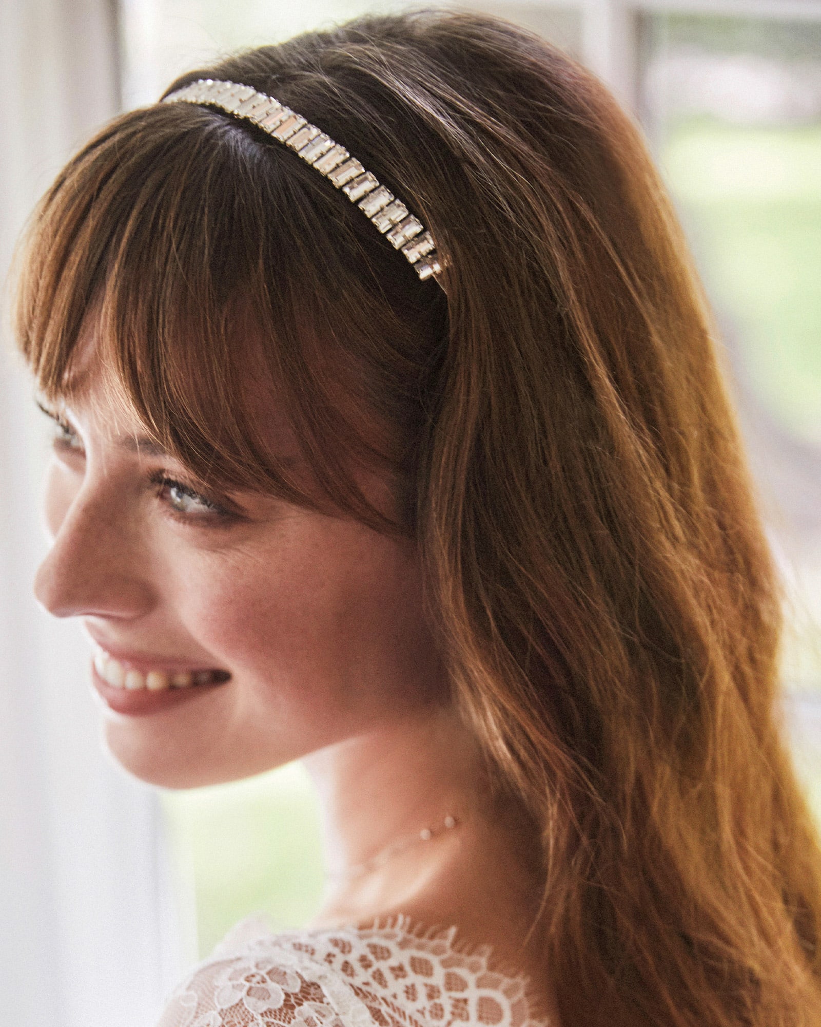 Crystal Baguette Headband in Silver