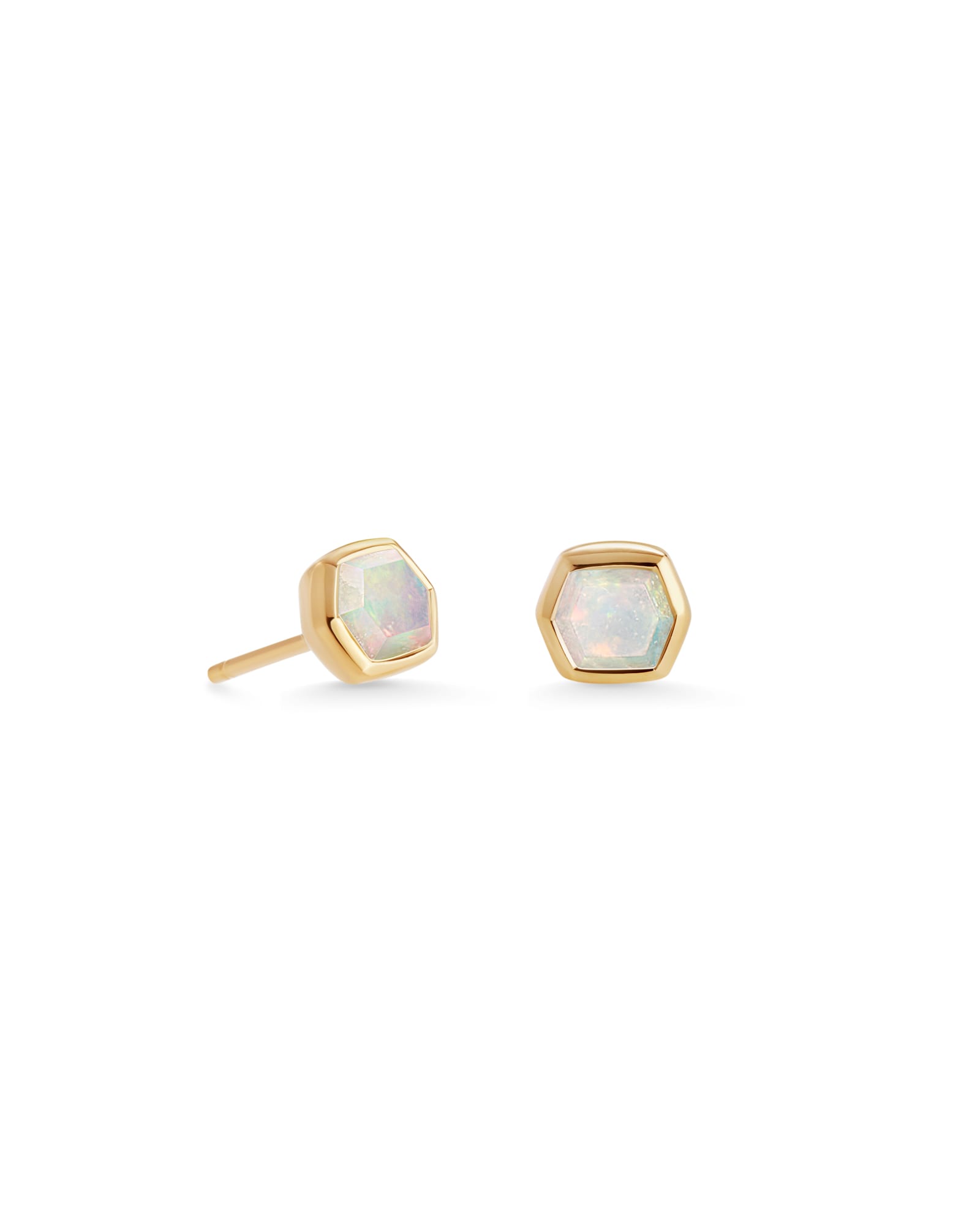 Davie 18k Gold Vermeil Pave Stud Earrings in White Diamond