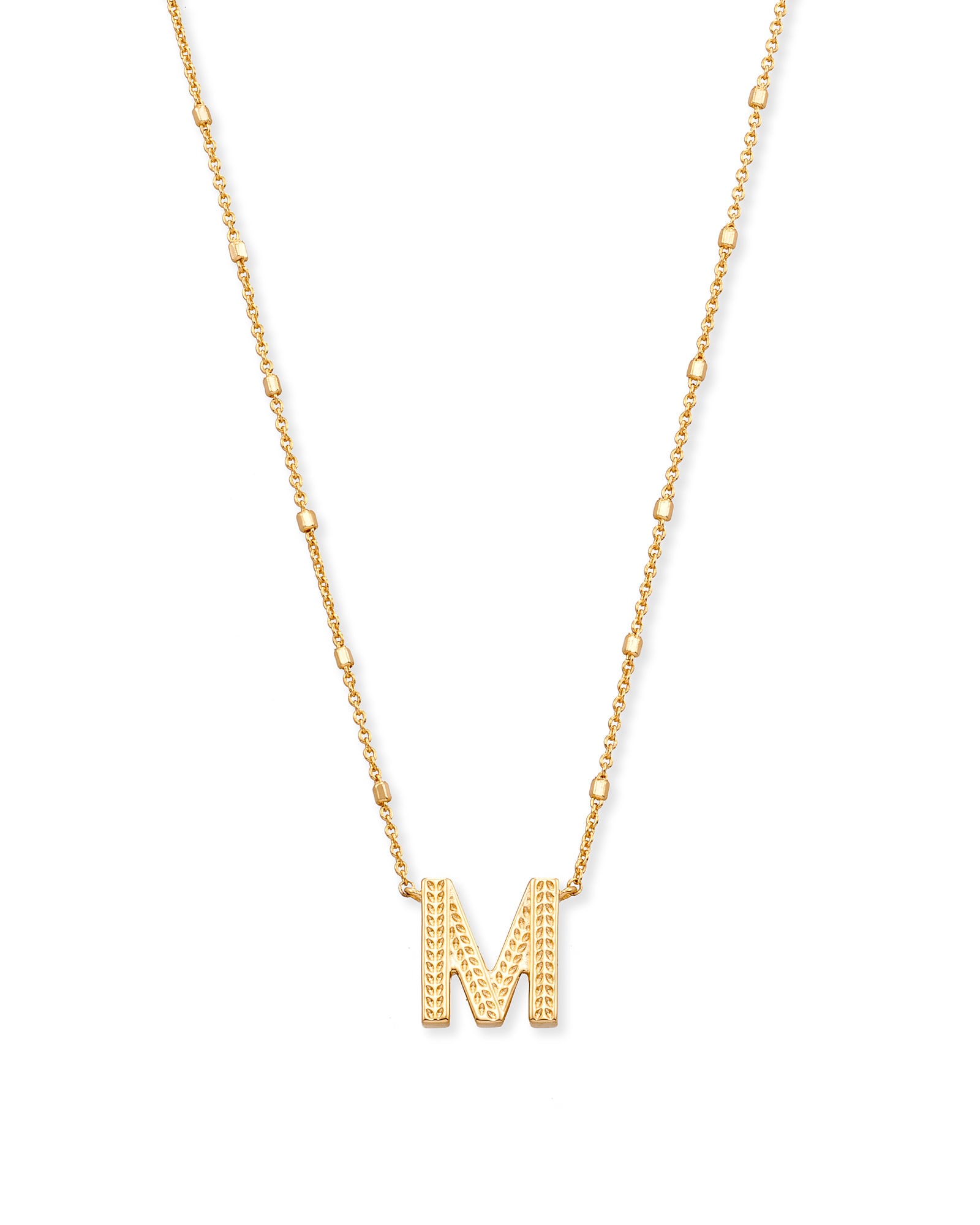 Letter M gold necklace in 18K gold American jewelry