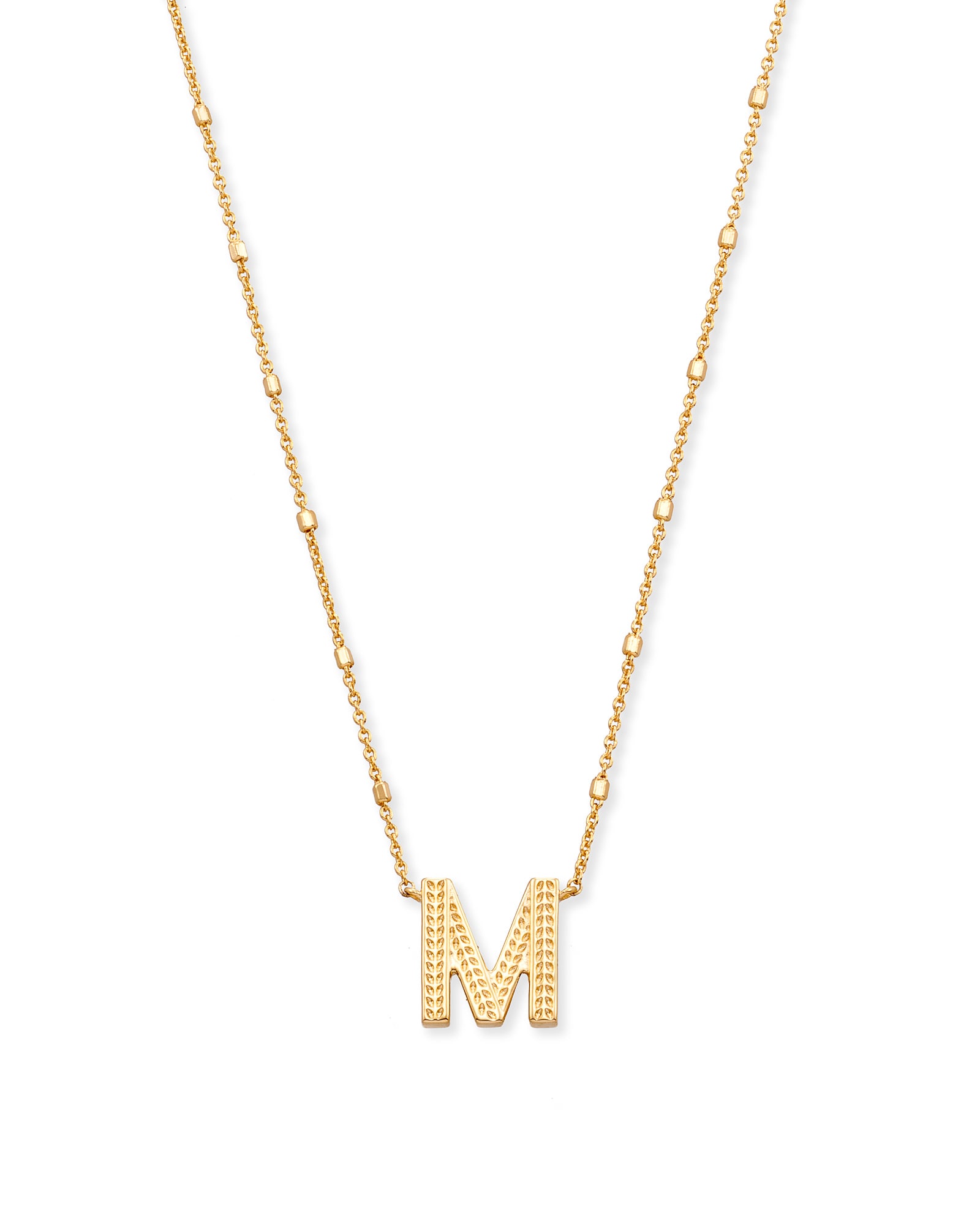 letter m pendant necklace in 18k gold