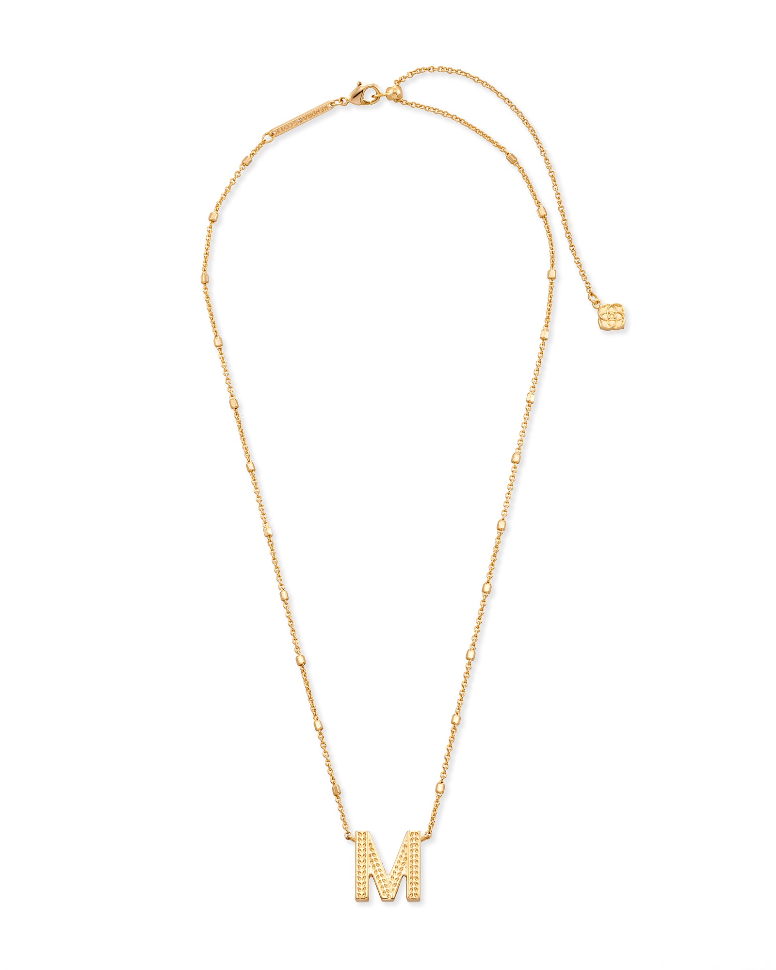 Letter M gold necklace in 18K gold American jewelry