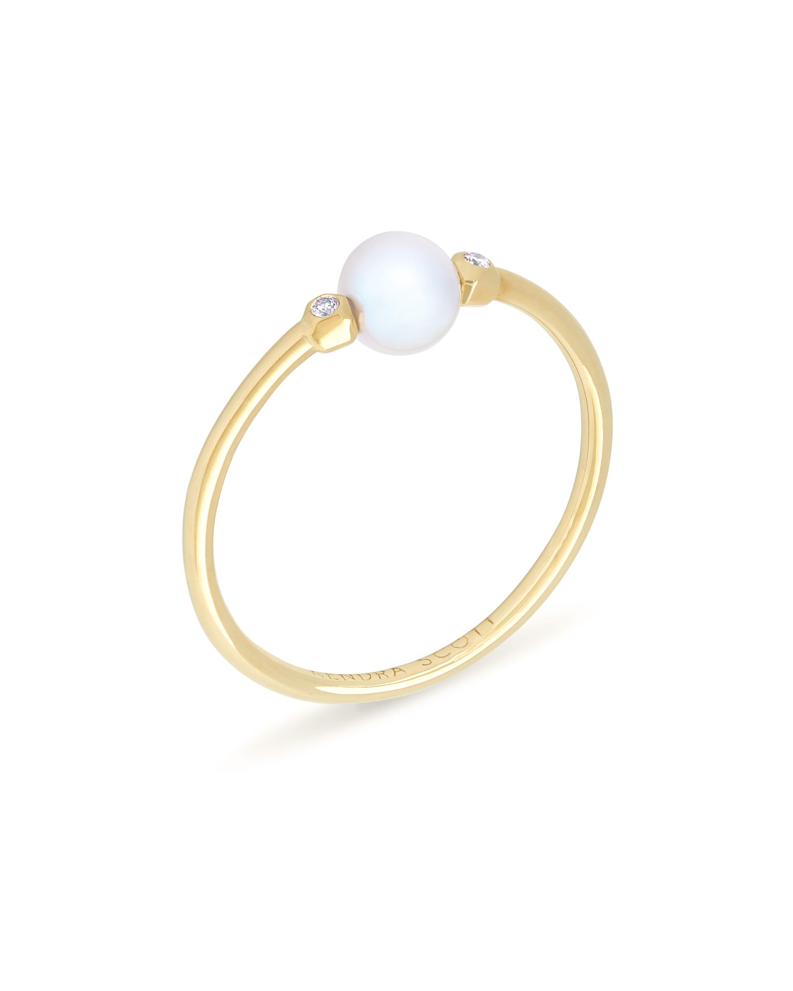 Cathleen 14k Yellow Gold Band Ring in Pearl - 7