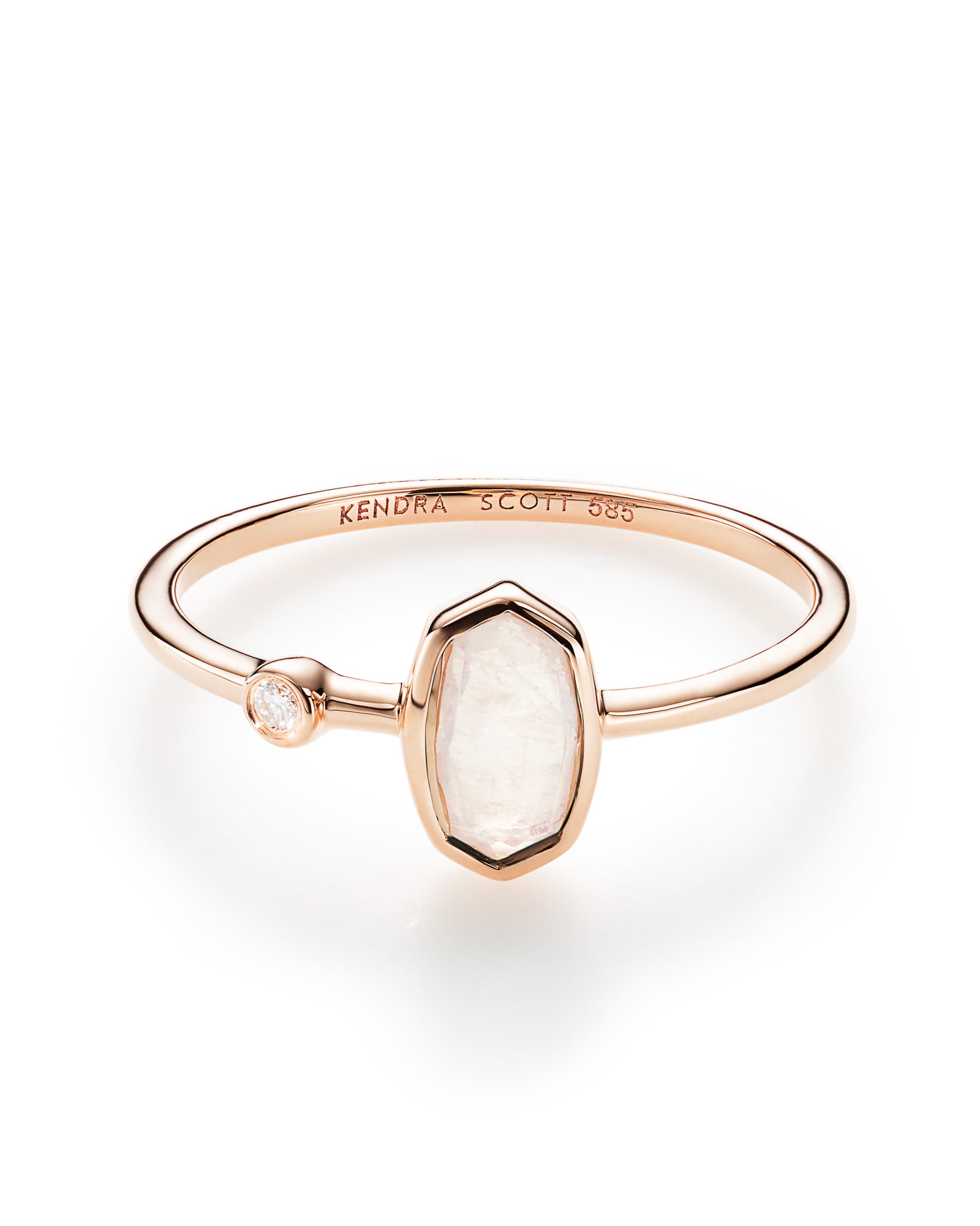 Chastain Ring Rainbow Moonstone and 14k Rose Gold