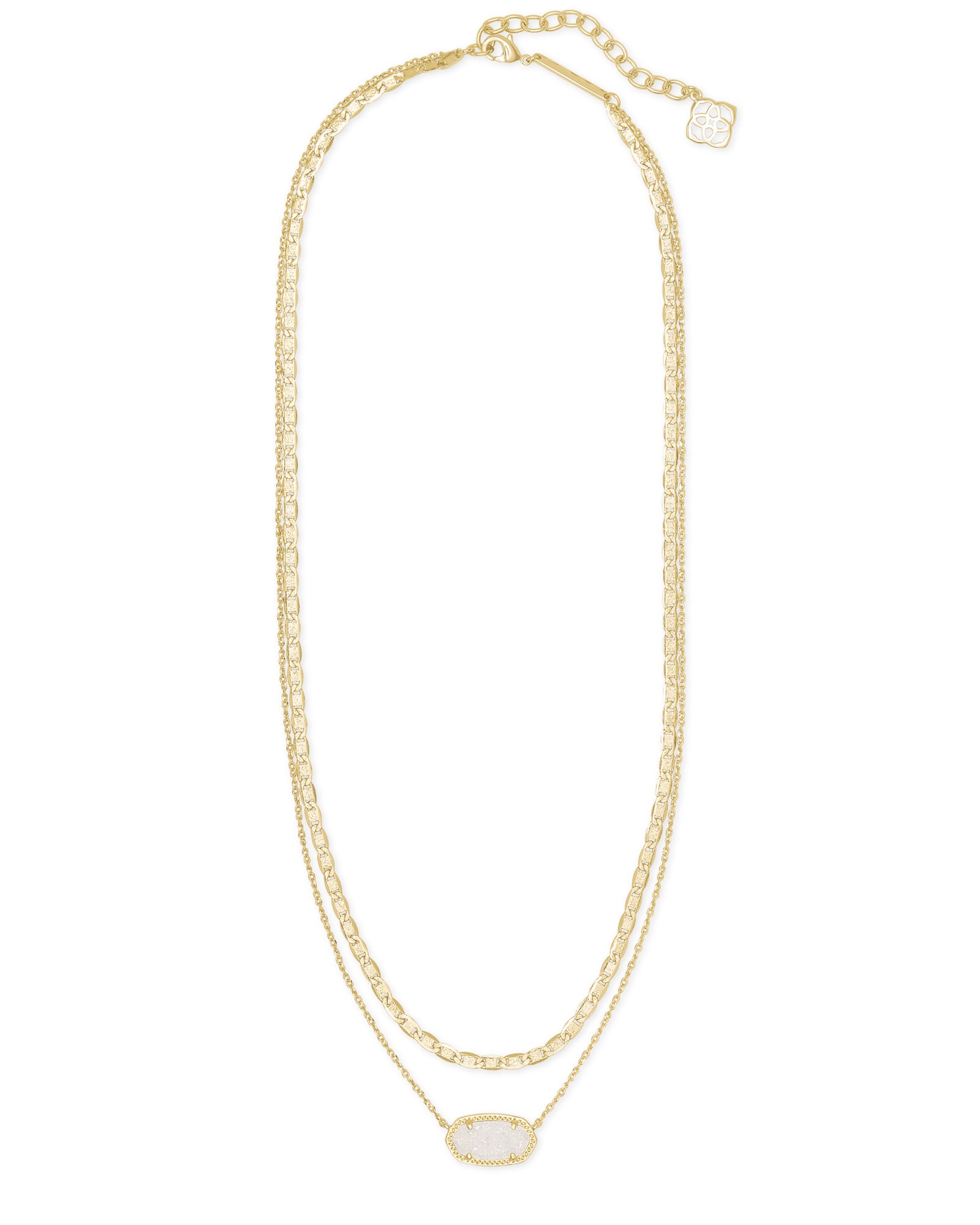 Elisa Gold Multi Strand Necklace in Iridescent Drusy