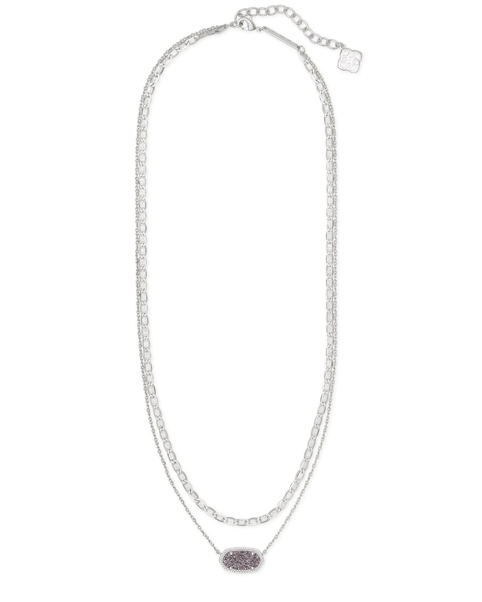 Elisa Silver Multi Strand Necklace in Platinum Drusy